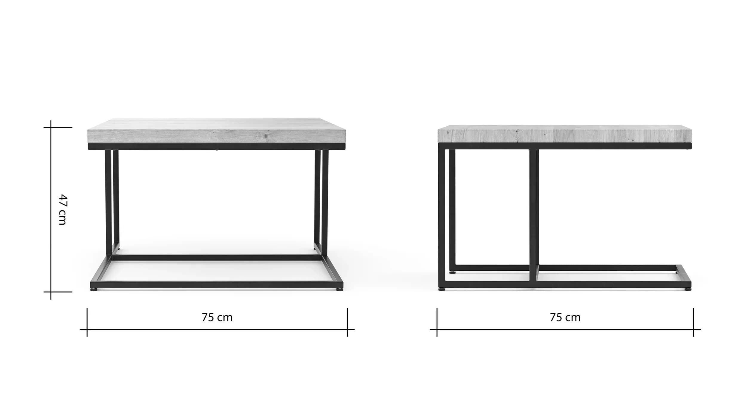 Couchtisch Farmingdale - LBH ca. 75x75x47 cm, Eiche massiv, legno