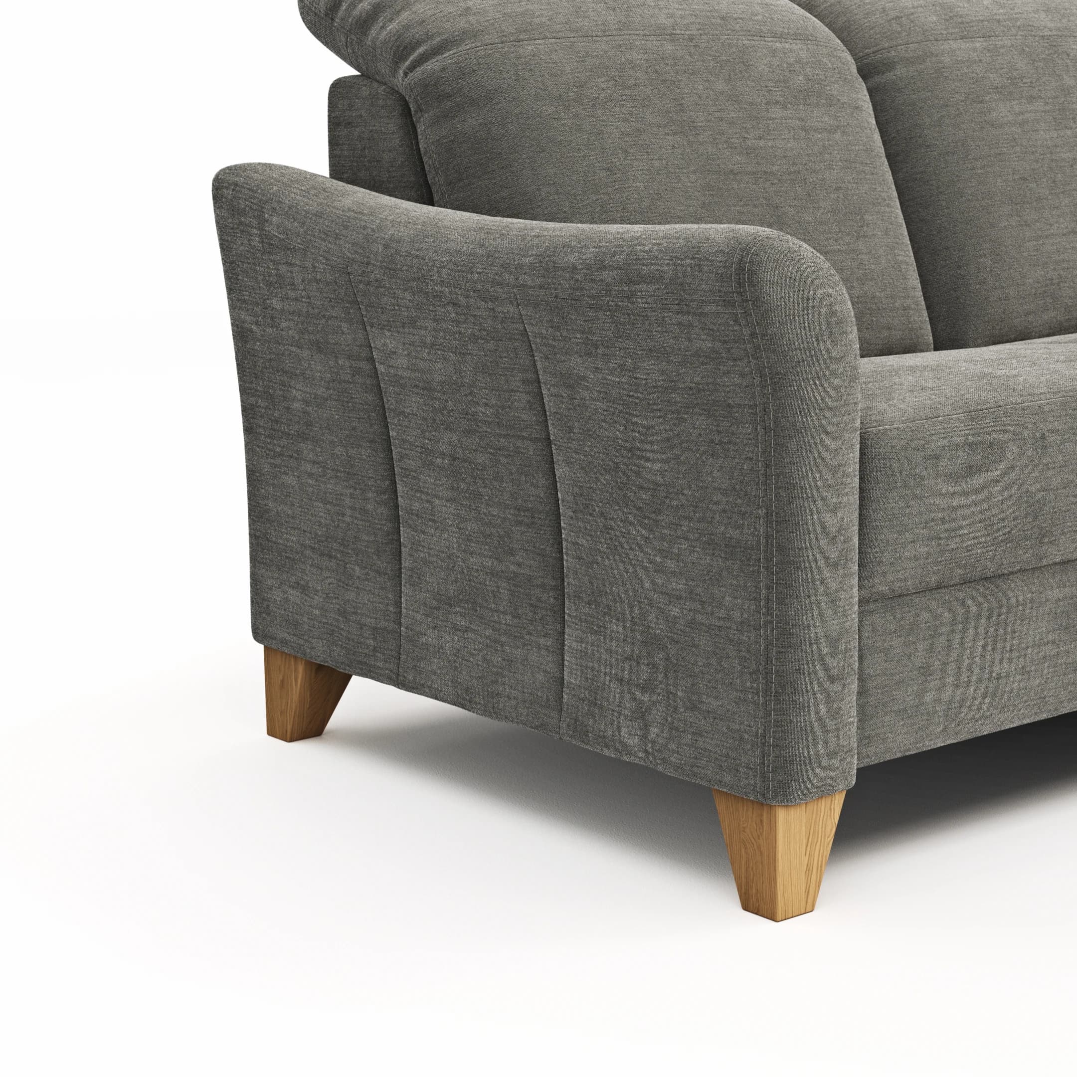 Sofa Canterbury - Recamiere links, inkl. Sitzvorzug (motorisch), Stoff, Silbergrau
