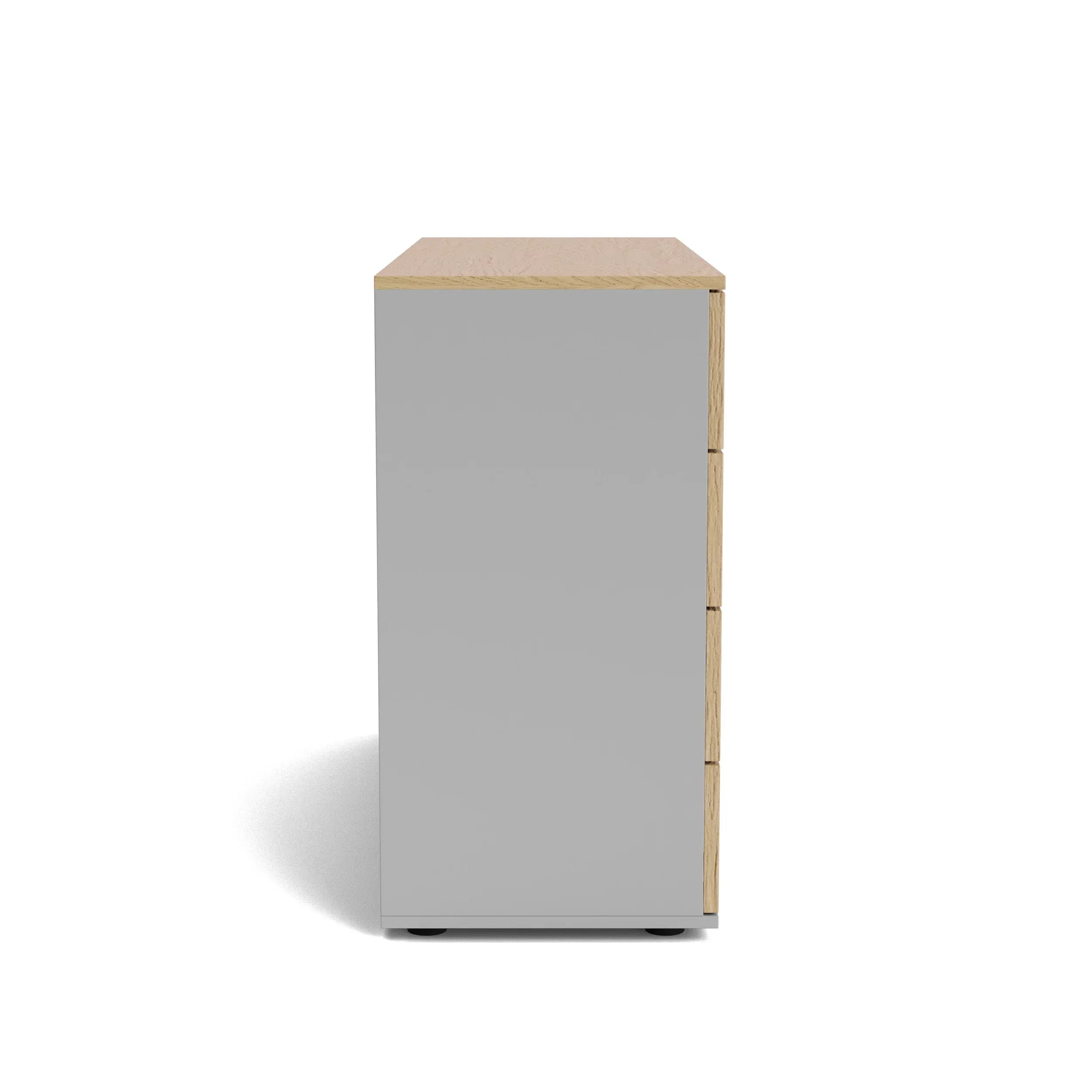 Kommode Caluma - Lack Taupe, Balkeneiche Riffholz