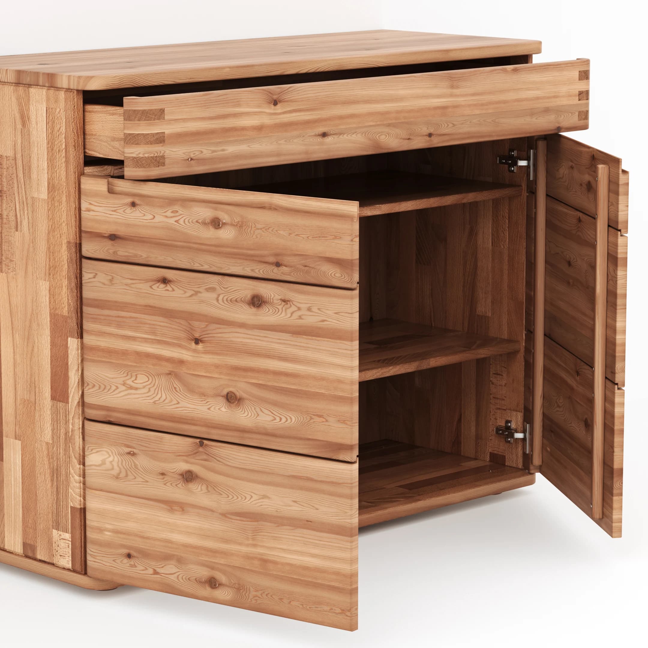 Sideboard Cartago Soft - Astbuche massiv, natur geölt