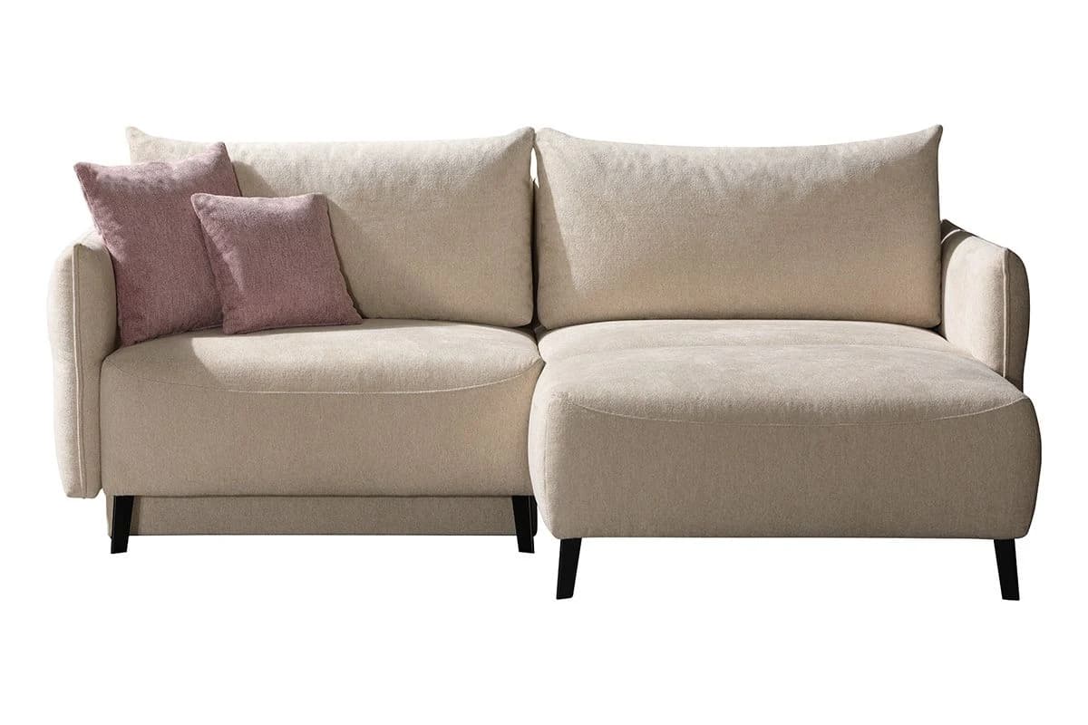 Ecksofa - Schlaffunktion mit Bettkasten, Stoff, Natur