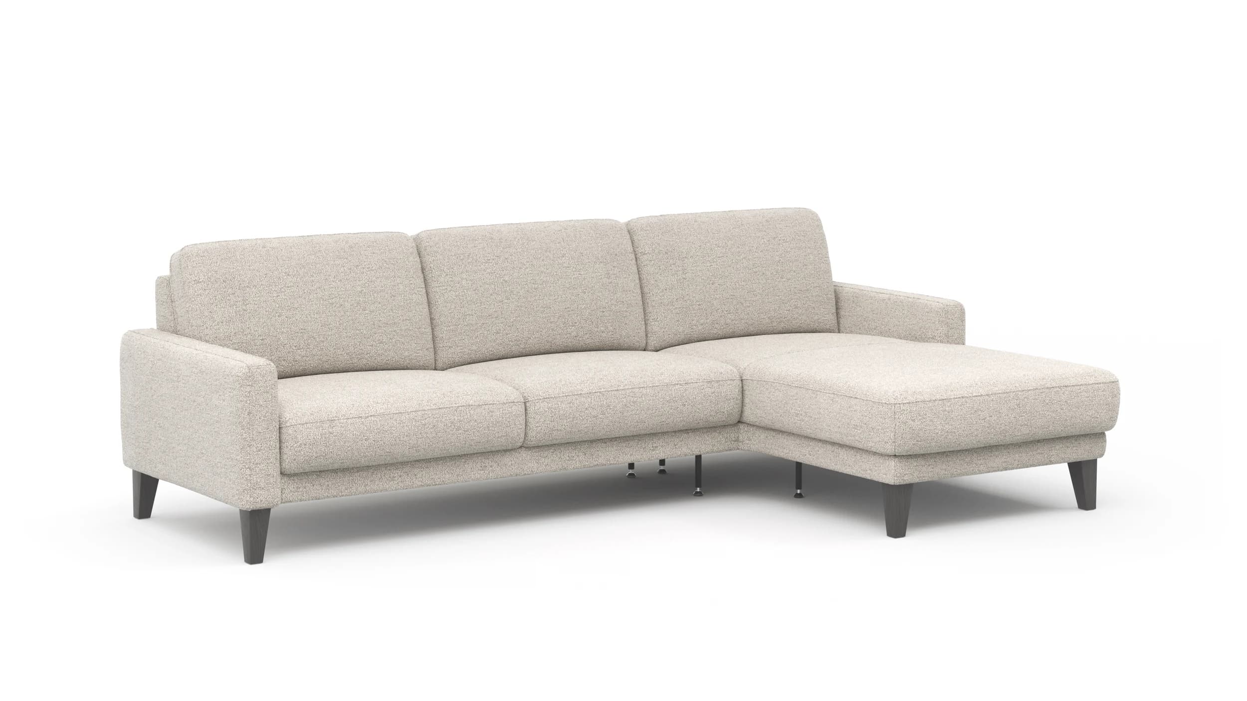 Ecksofa Matero - 2,5-Sitzer mit Longchair rechts, Stoff, Hellgrau