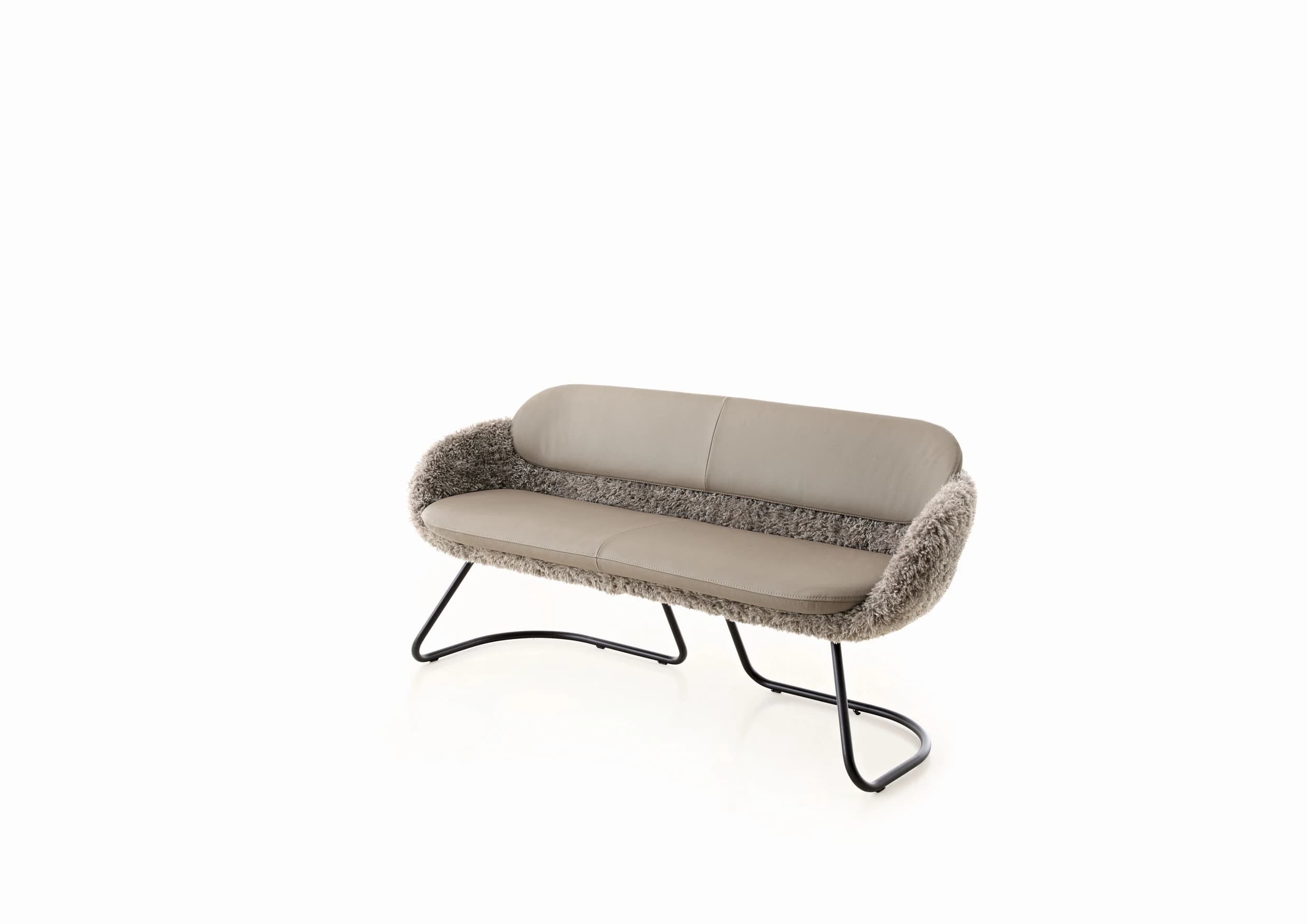 Polsterbank - Breite ca. 170 cm, Leder/Stoff, Hellbraun 