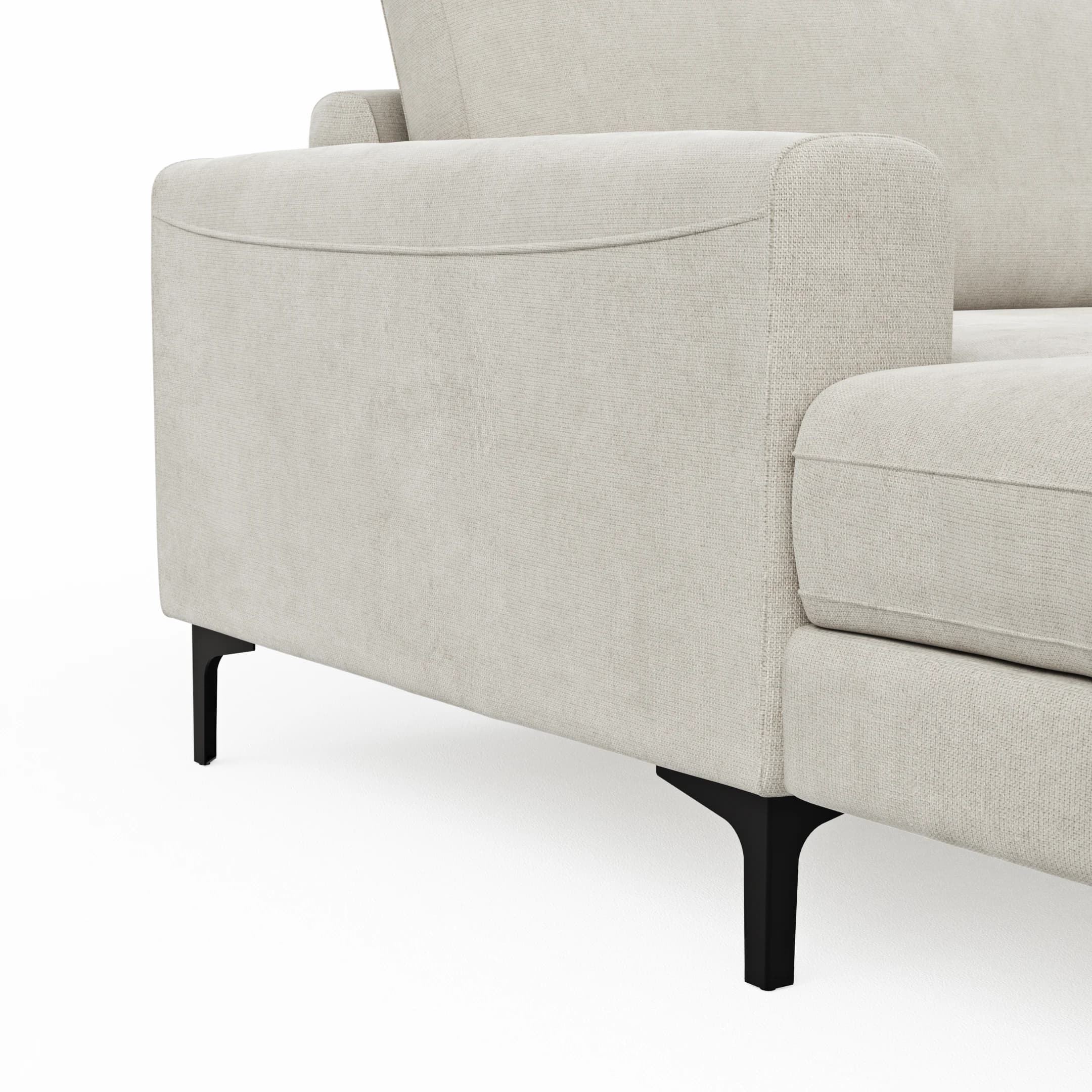 Wohnlandschaft Oviedo - Longchair links mit 2-Sitzer und Ecke rechts, Stoff, Natur