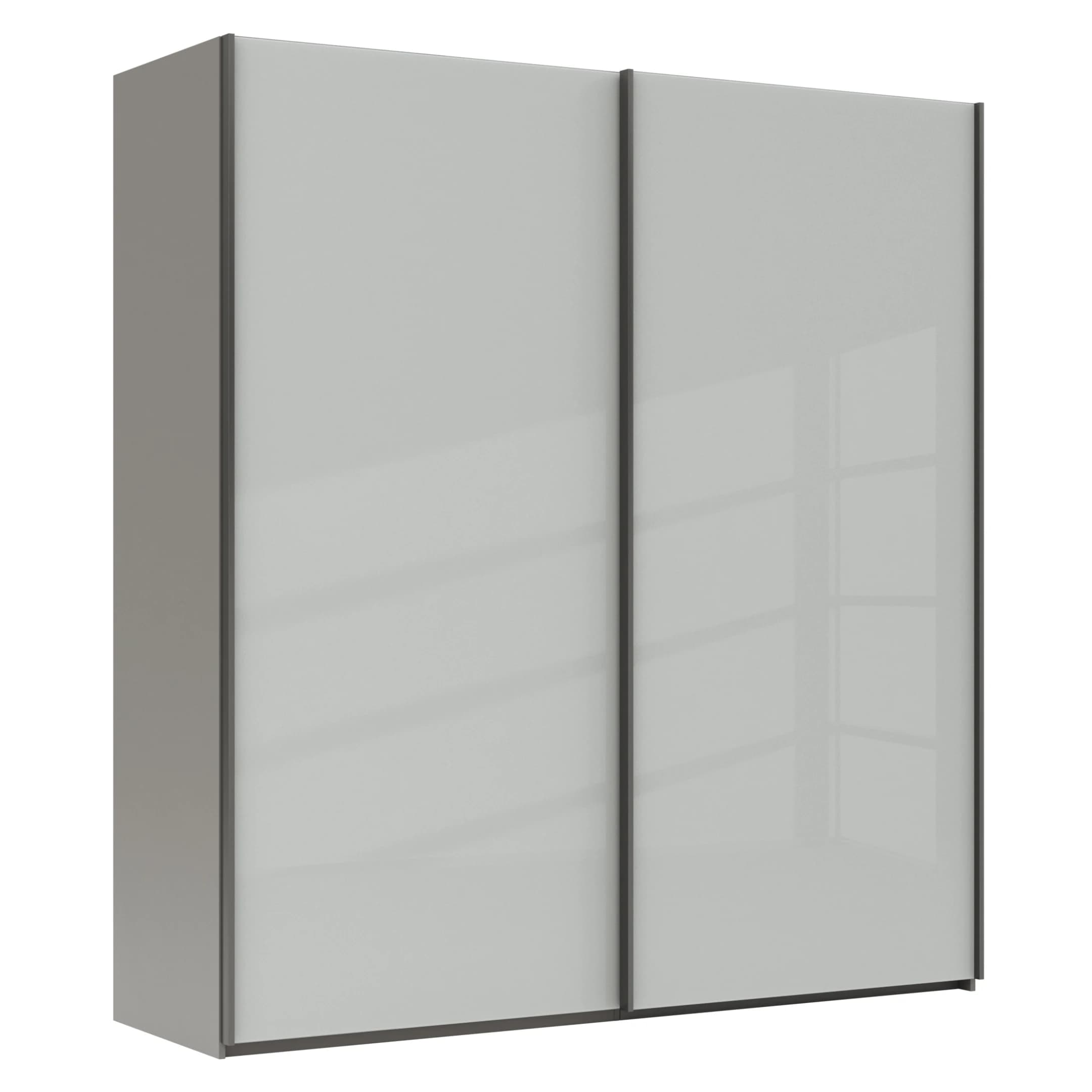 Schwebetürenschrank Marbella - B. ca. 200cm, Glas, Weiß