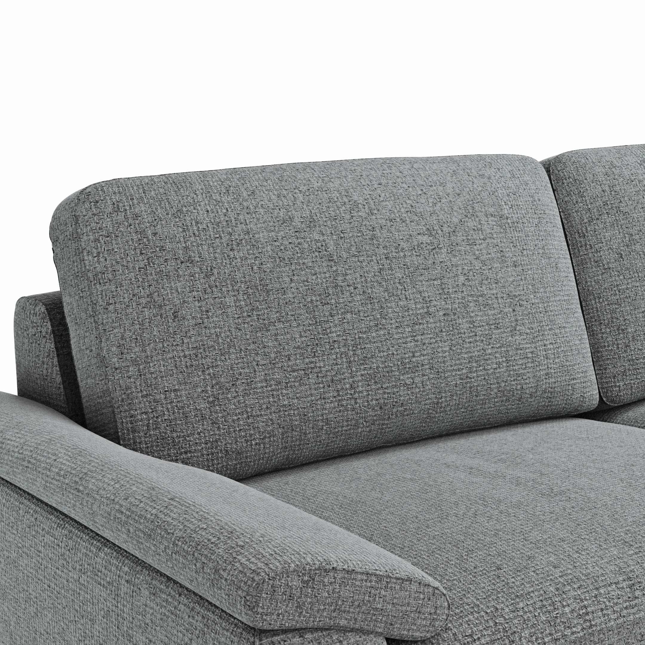 Ecksofa Oviedo - 2,5-Sitzer mit Ecke rechts inkl. Drehsitz, Stoff, Grau