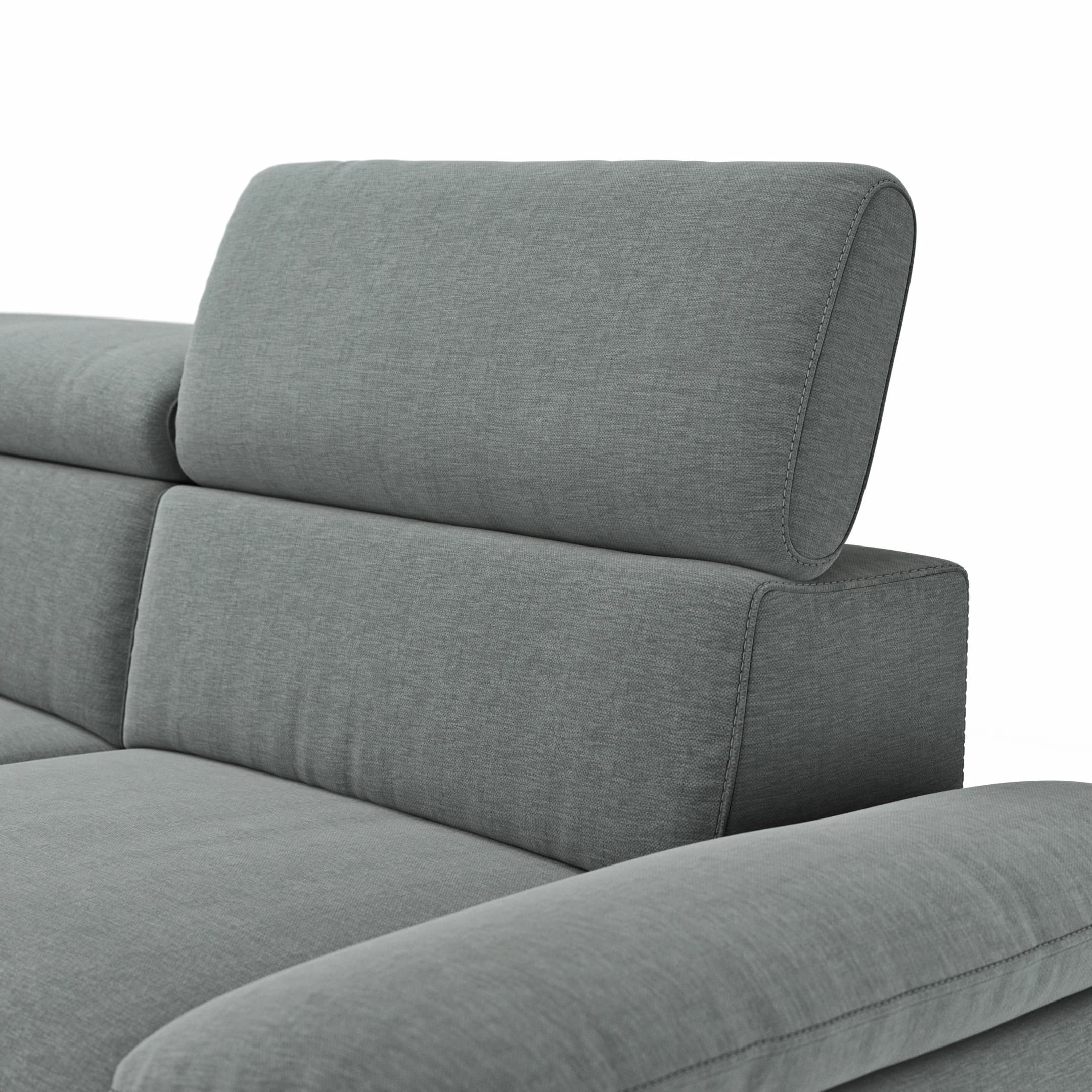 Ecksofa Felipa - Ecke links mit 2,5-Sitzer inkl. Kopfteil verstellbar, Stoff, Grau