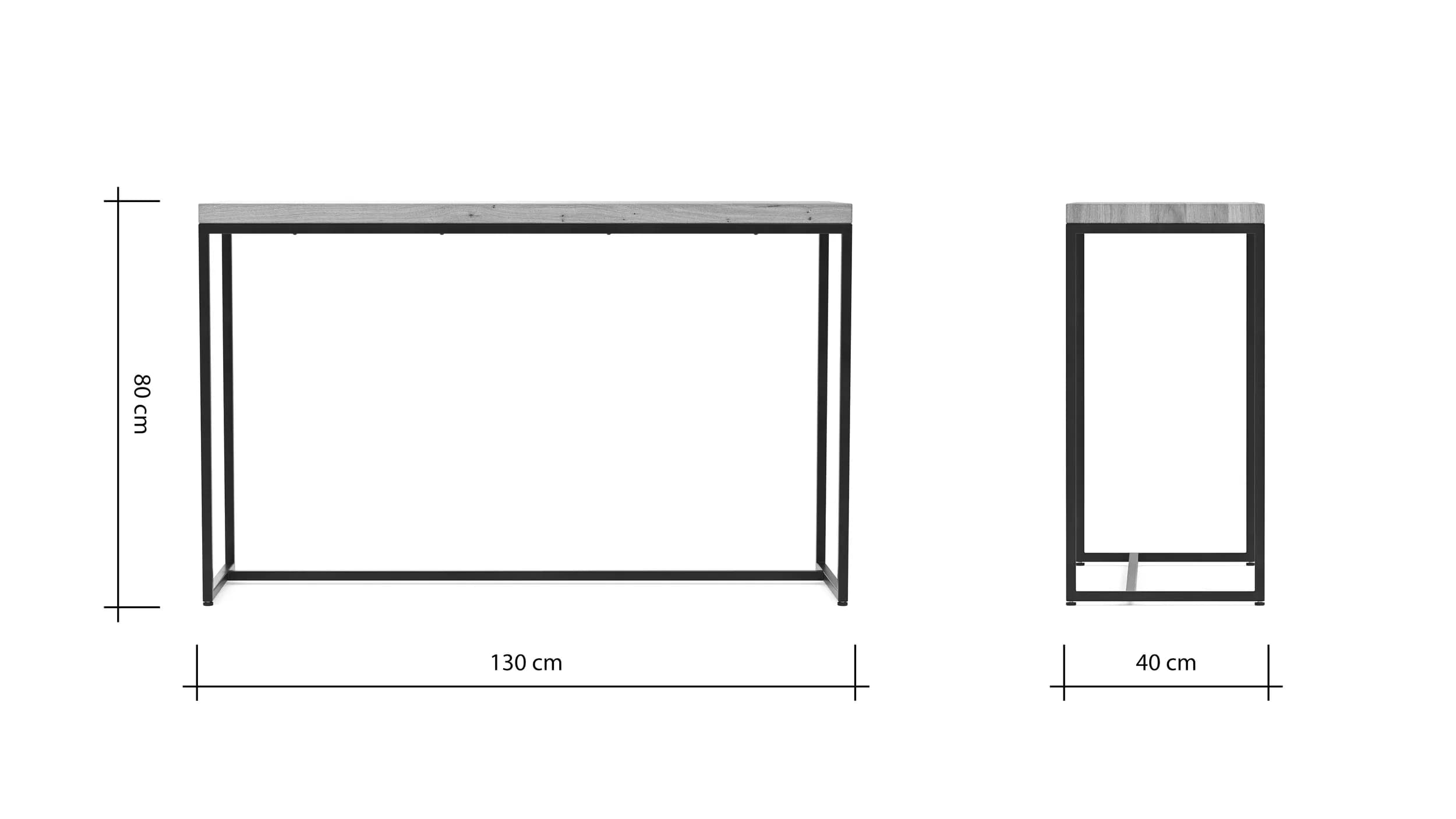 Beistelltisch Farmingdale - LBH ca. 130x40x80 cm, Eiche massiv, natur geölt