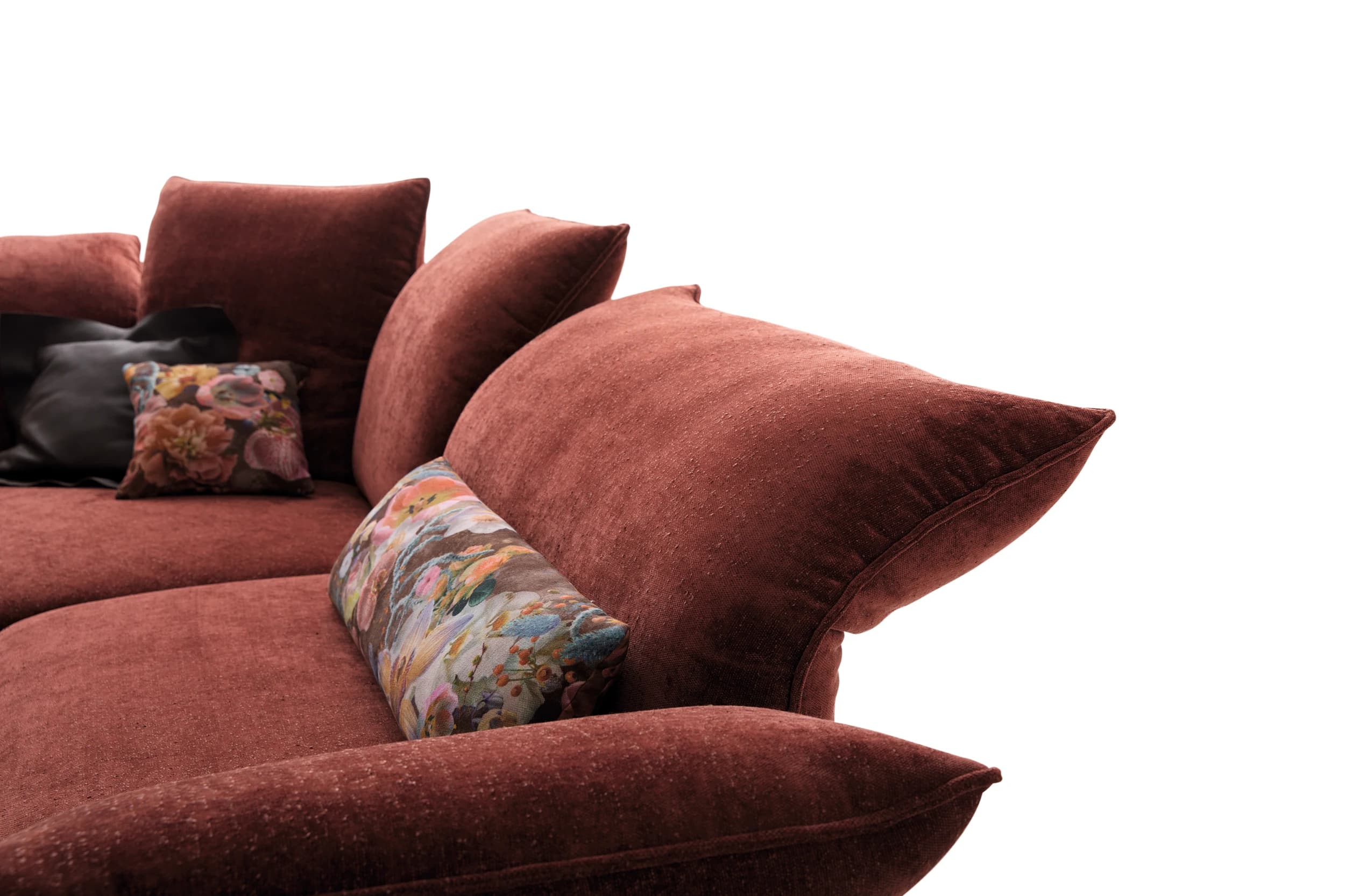Ecksofa - Ecke links mit 1-Sitzer, Kopfteil/Armlehne verstellbar, Stoff, Rost