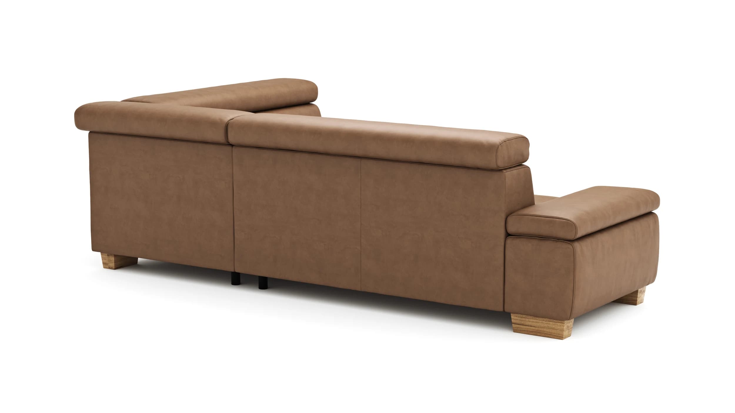 Ecksofa Philadelphia - 2,5-Sitzer, Ecke rechts, Kopfteil verstellbar (manuell), Sitzvorzug (motorisch),  Stoff, Braun