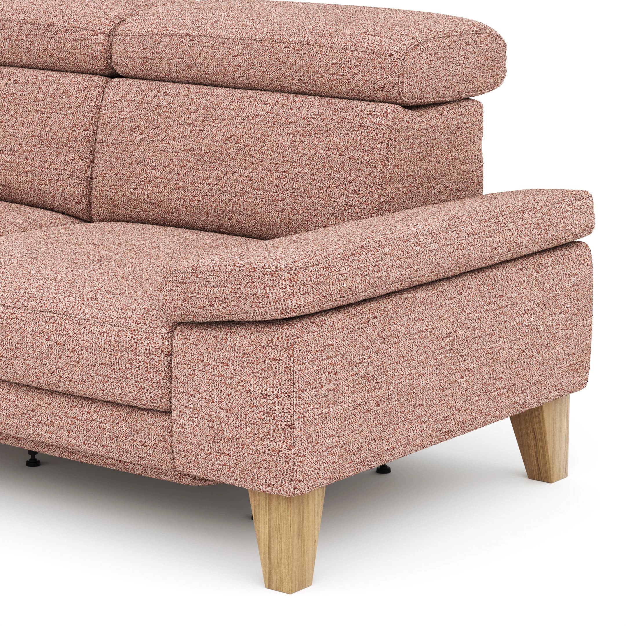 Ecksofa Hudson - Longchair links mit 2,5-Sitzer, inkl. Kopfteil verstellbar, Stoff, Kupfer