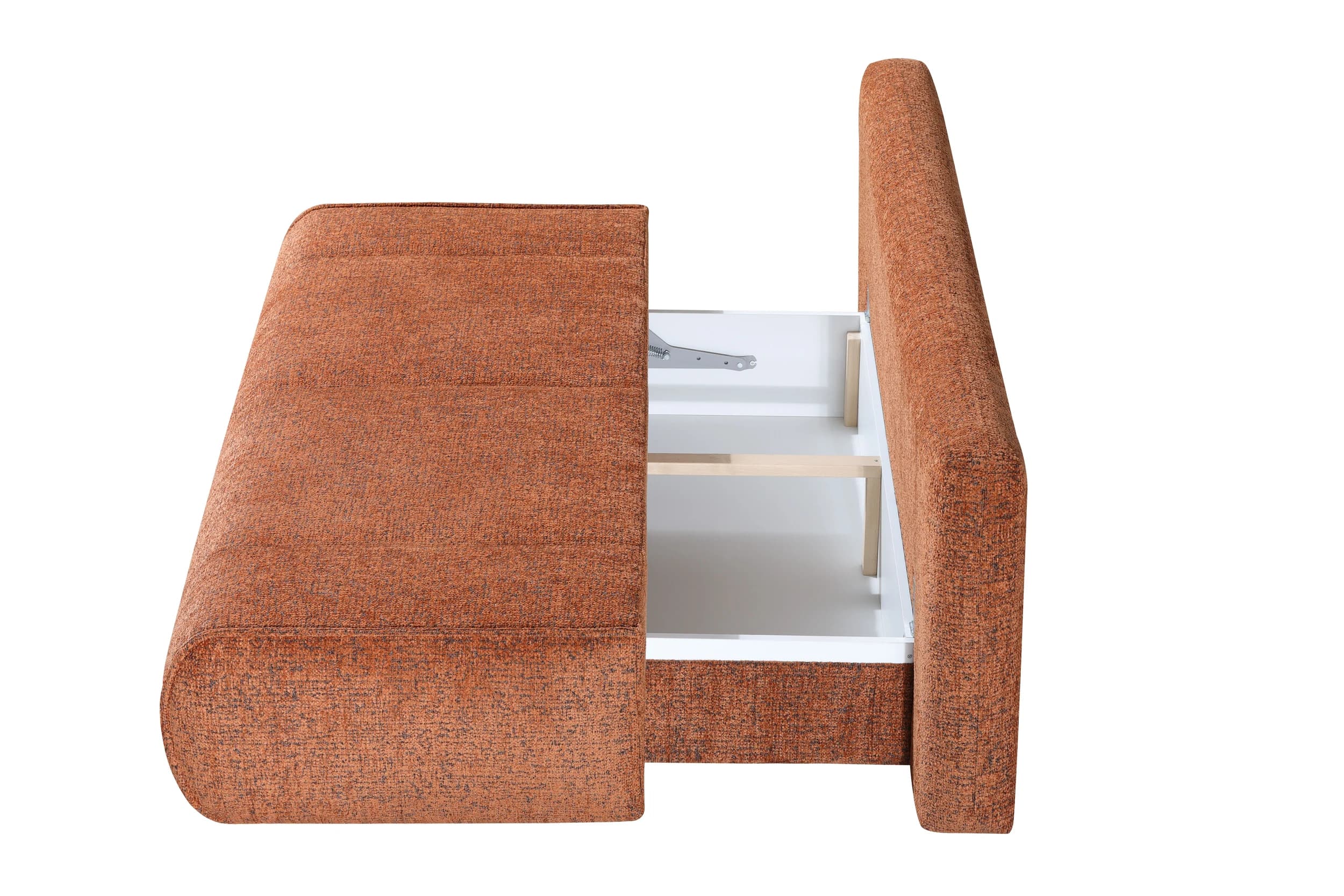 Querschläfer - Schlaffunktion mit Bettkasten, Stoff, Rotbraun
