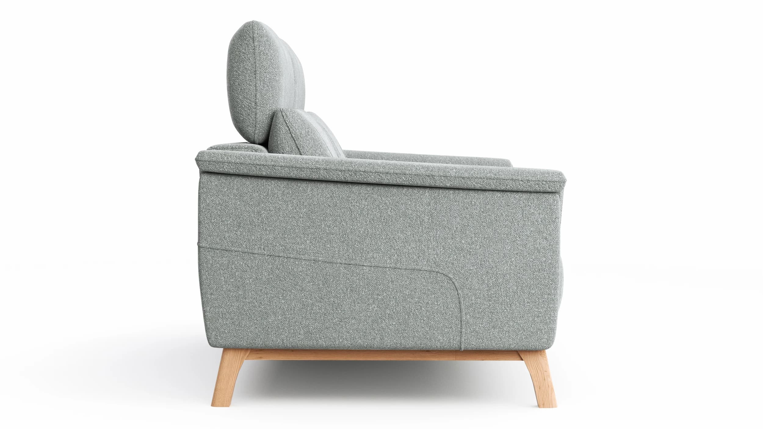 Sofa Nevin - 2,5-Sitzer inkl. Kopfpolsterverstellung, Stoff, Silbergrau