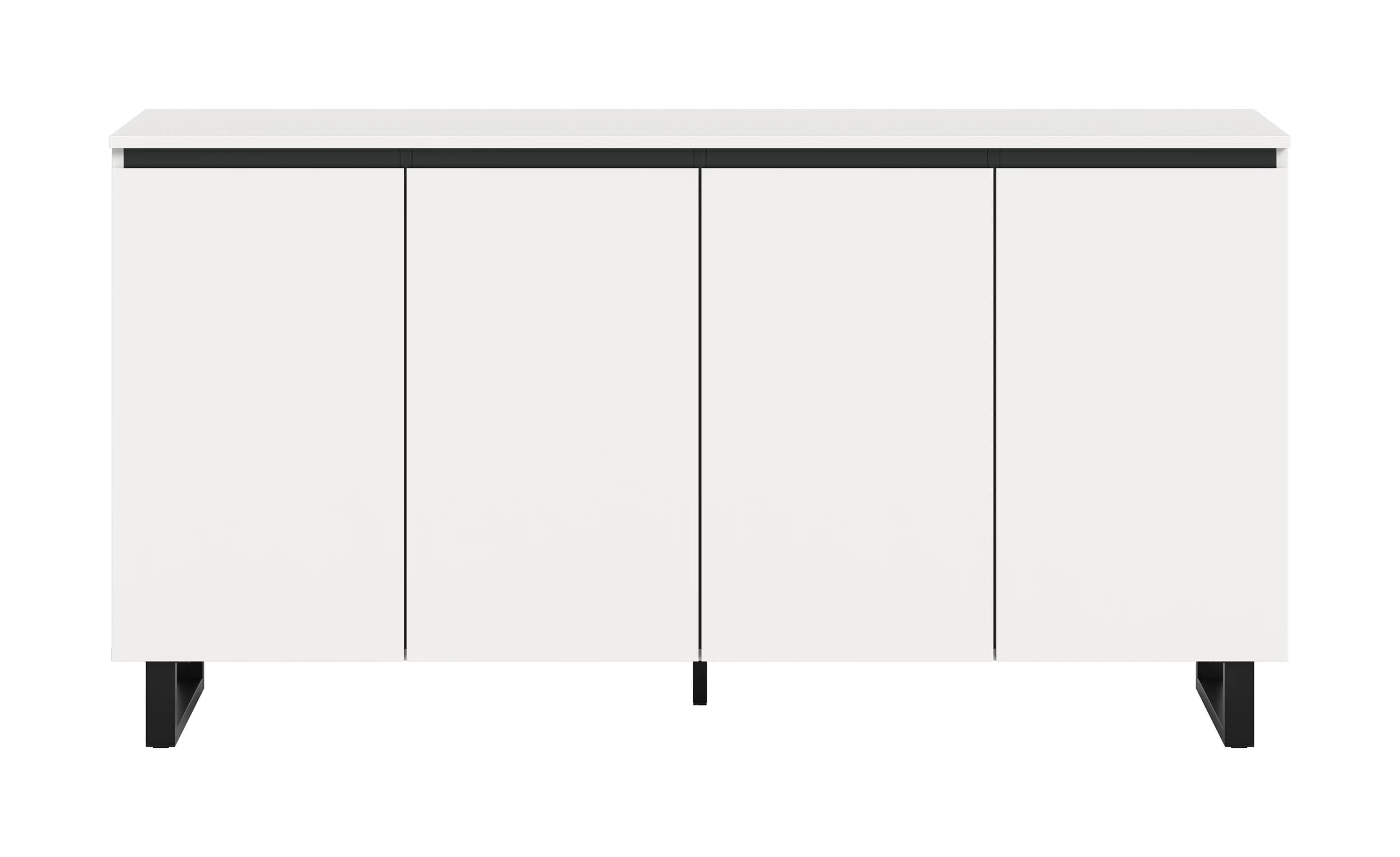 Sideboard - B ca. 160 cm, Weiß, Schwarz