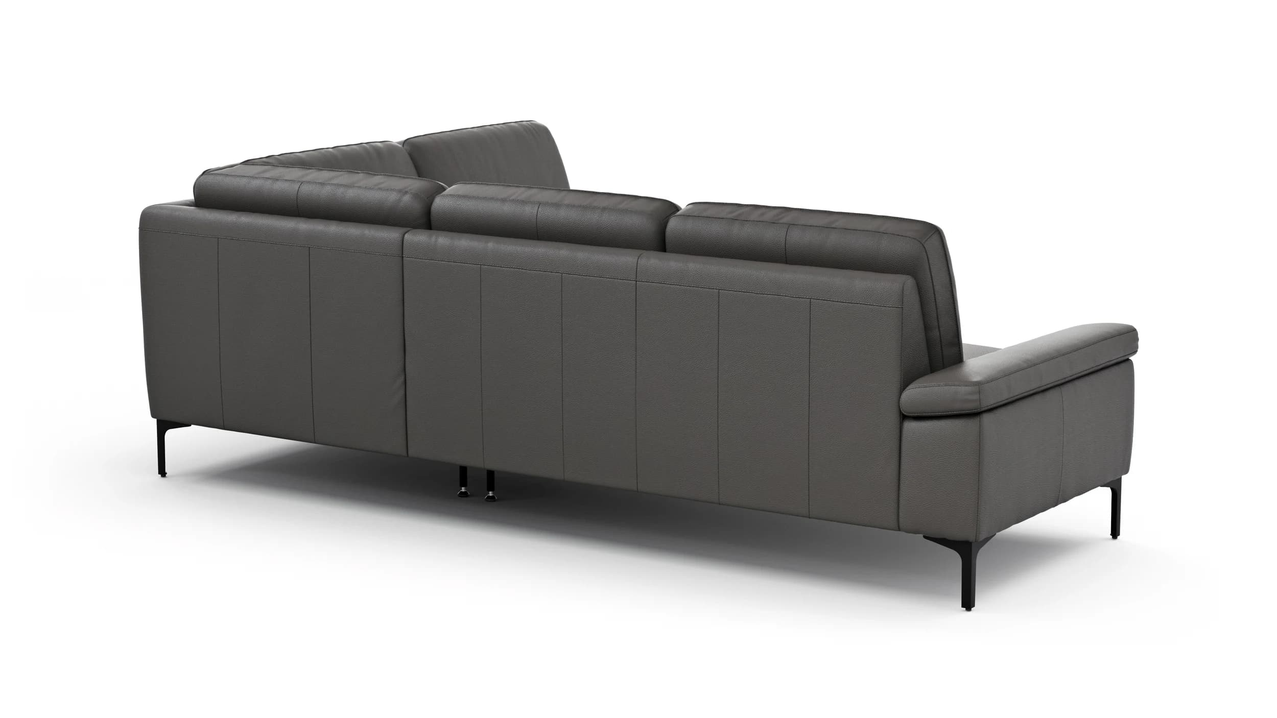 Ecksofa Matero - 2-Sitzer mit Ecke rechts, Leder, Anthrazit