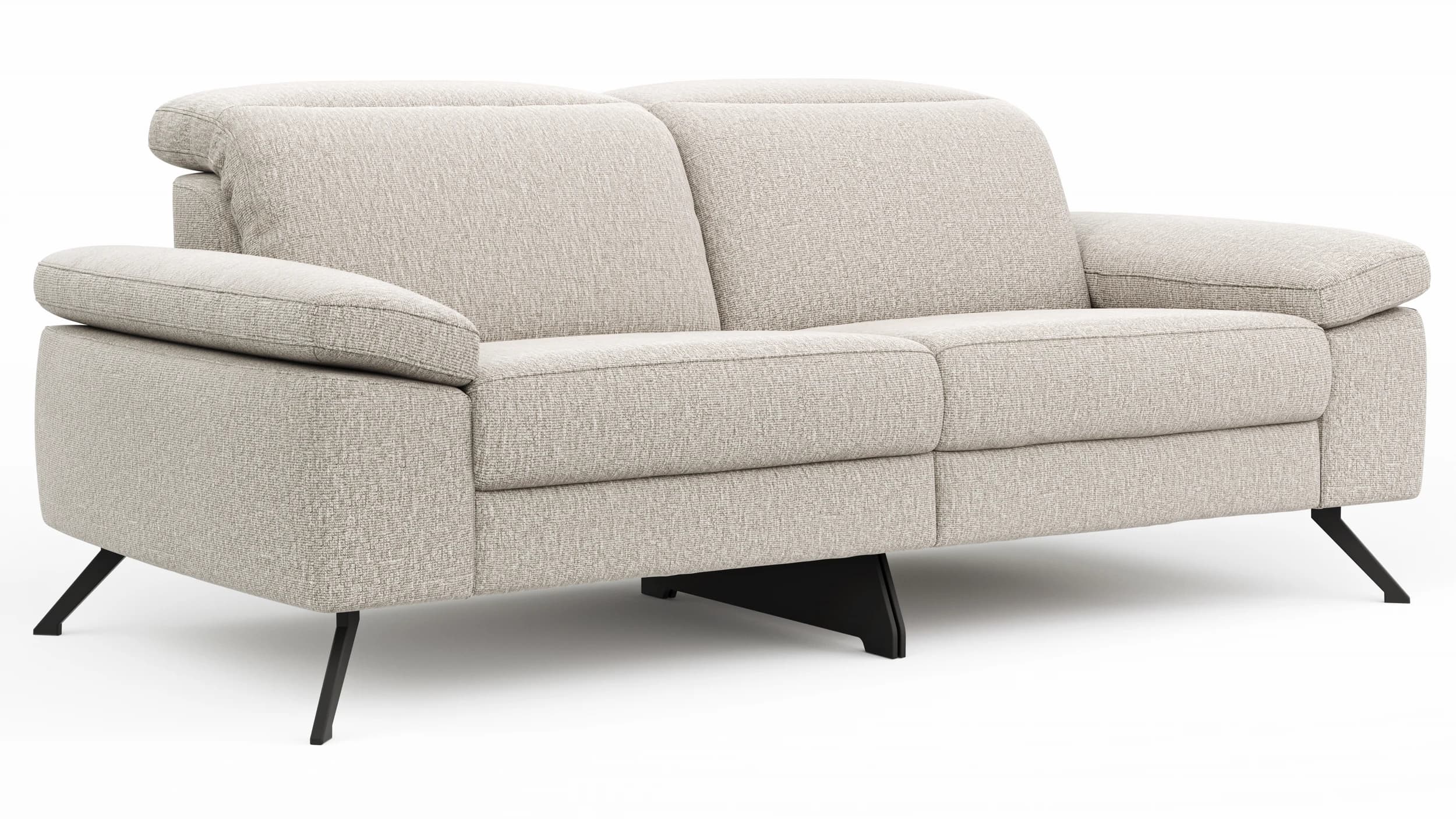 Sofa Rafaela 2.0 - 2,5-Sitzer inkl. 1x Relaxfunktion und Kopfteile verstellbar, Stoff, Champagner