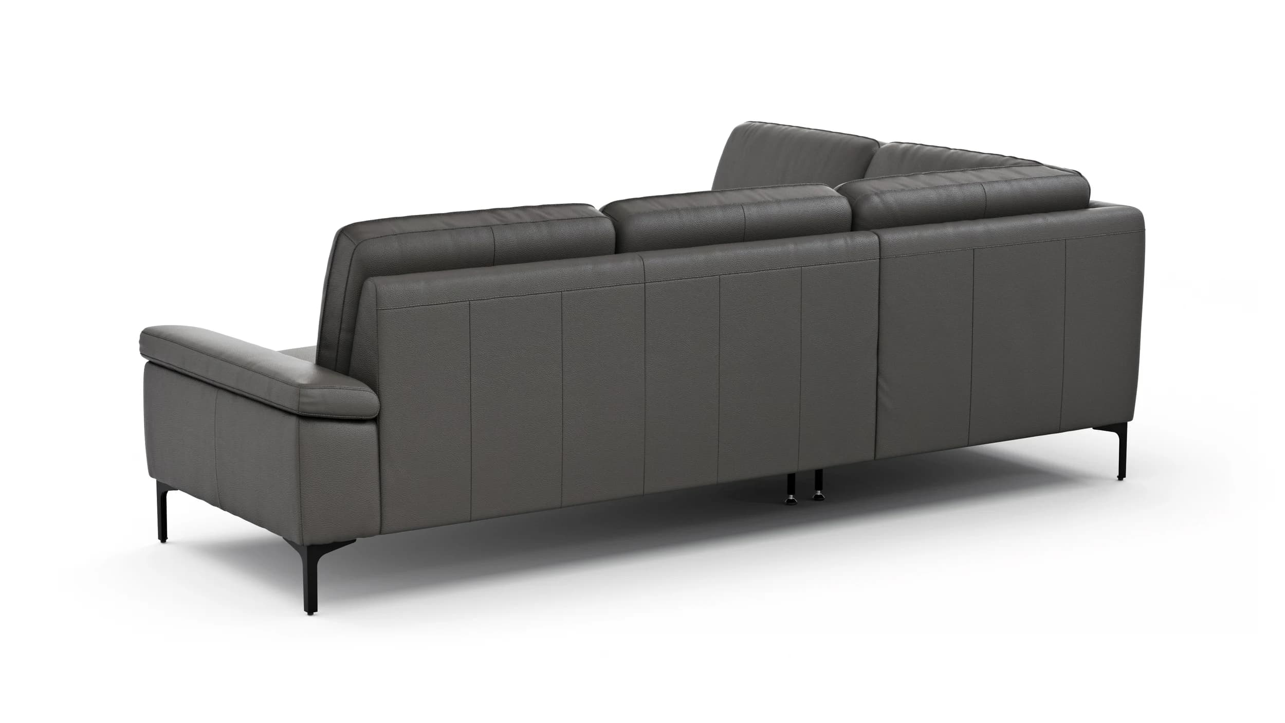 Ecksofa Matero - Ecke mit 2-Sitzer rechts, Leder, Anthrazit