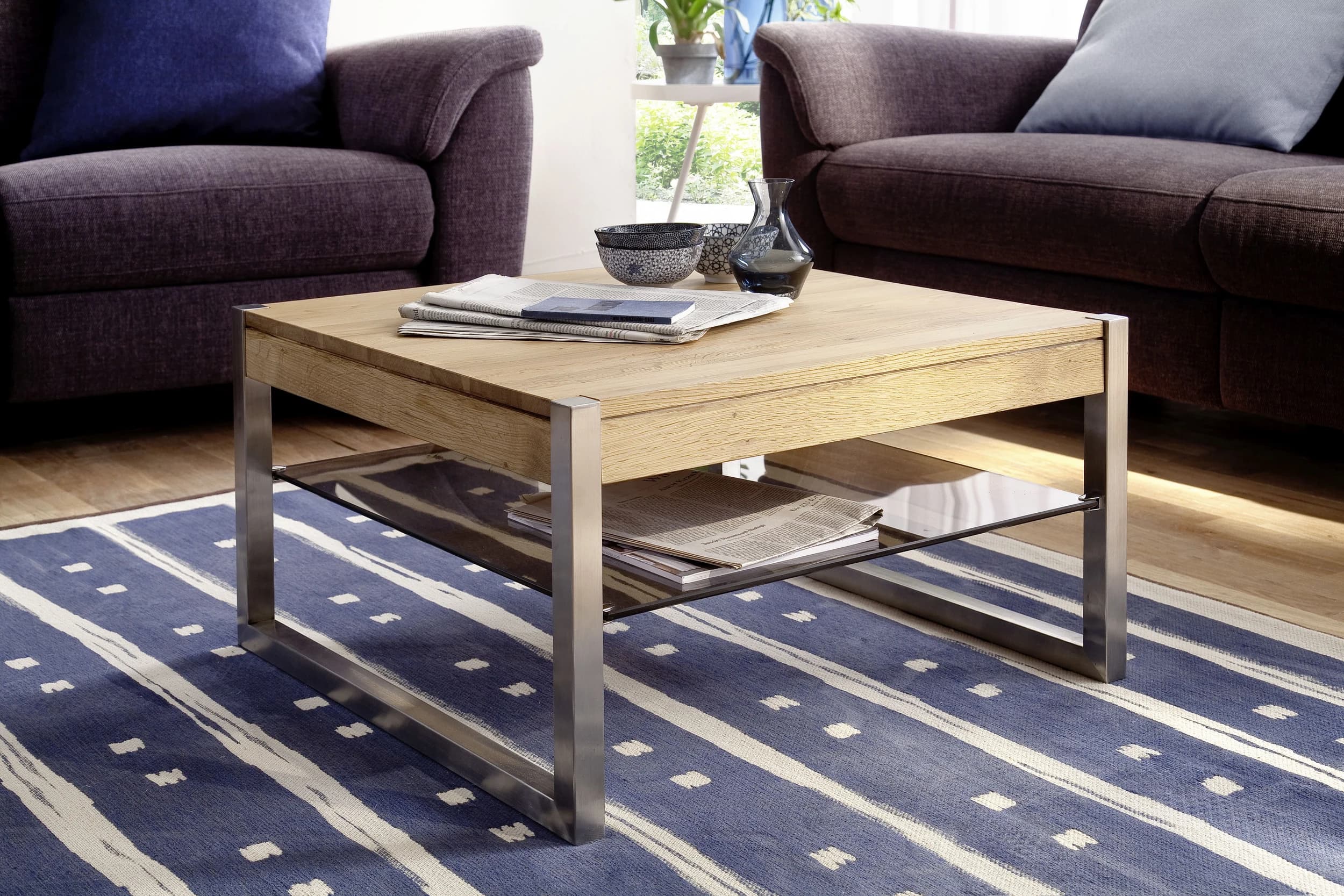 Couchtisch - LBH ca. 65x65x38 cm, Asteiche massiv