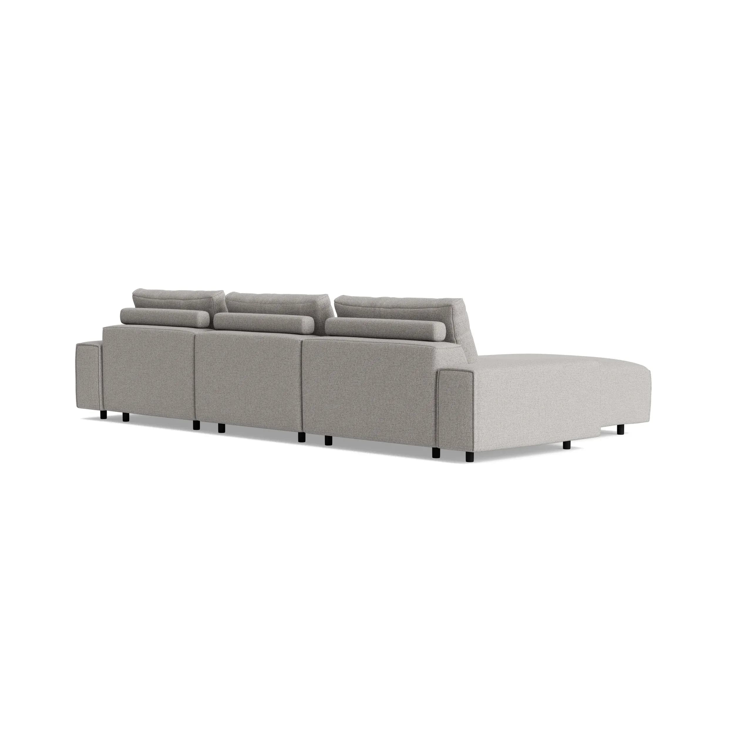 Ecksofa Serava - Longchair links mit 2,5-Sitzer, inkl. Relaxfunktion, Stoff, Grau