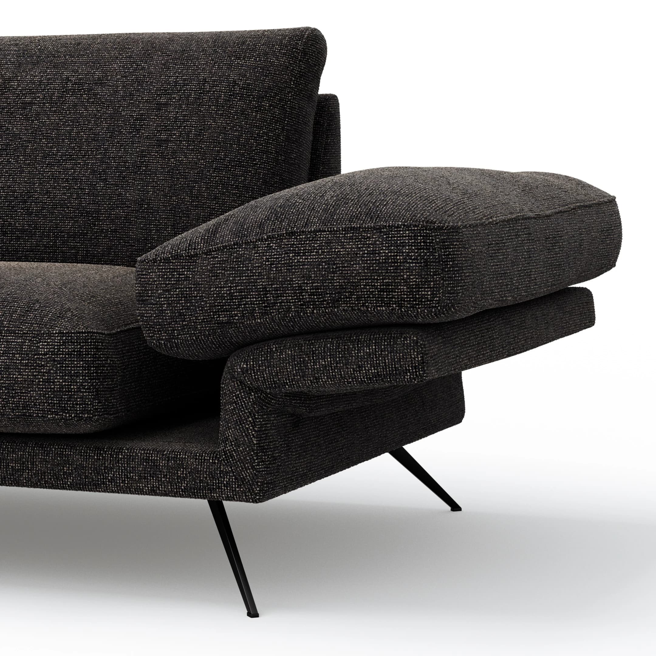 Ecksofa Valdemoro - Longchair mit 2,5-Sitzer rechts inkl. Rückenlehne verstellbar, Stoff, Anthrazit