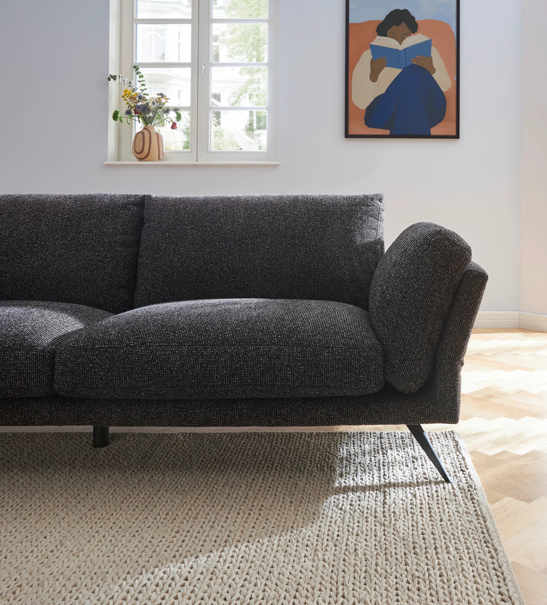 Sofa Valdemoro - 3-Sitzer, Stoff, Anthrazit