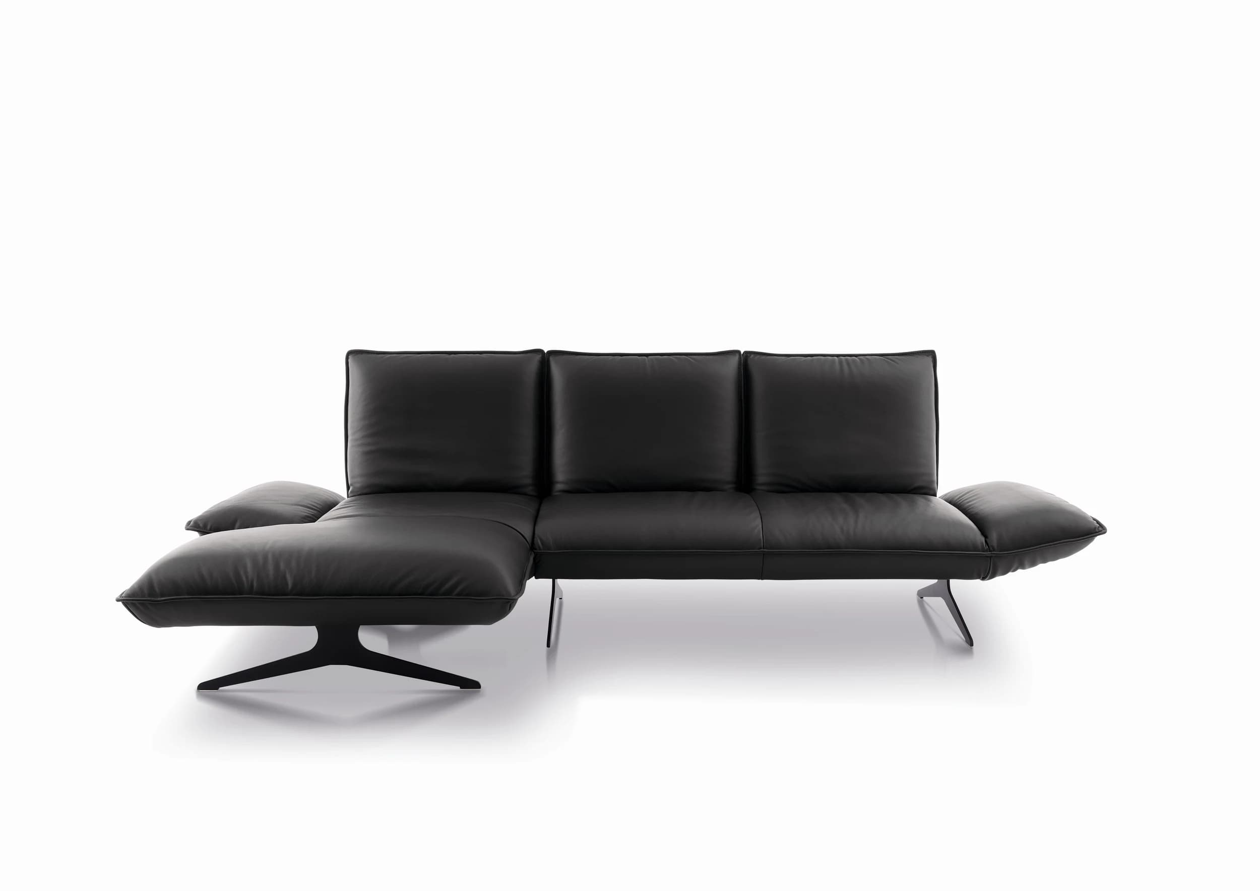 Ecksofa - Longchiar links mit 2-Sitzer, Rückenlehne/Armlehne verstellbar, Leder, Lava