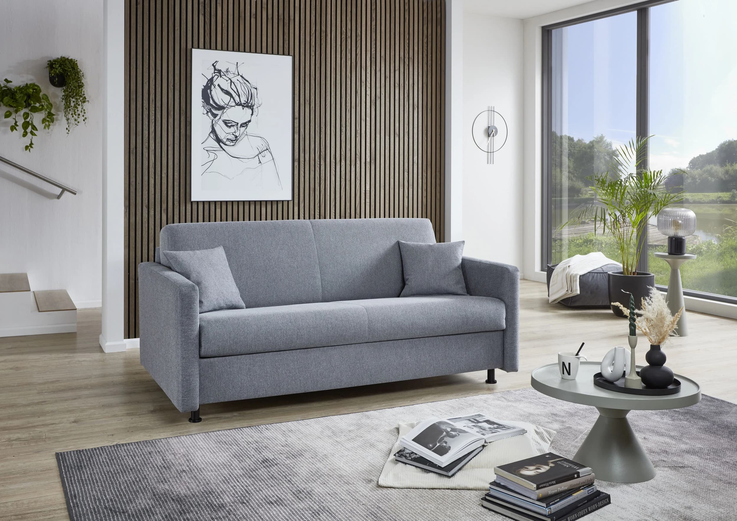 Faltbett - 2-Sitzer, Stoff, Grau