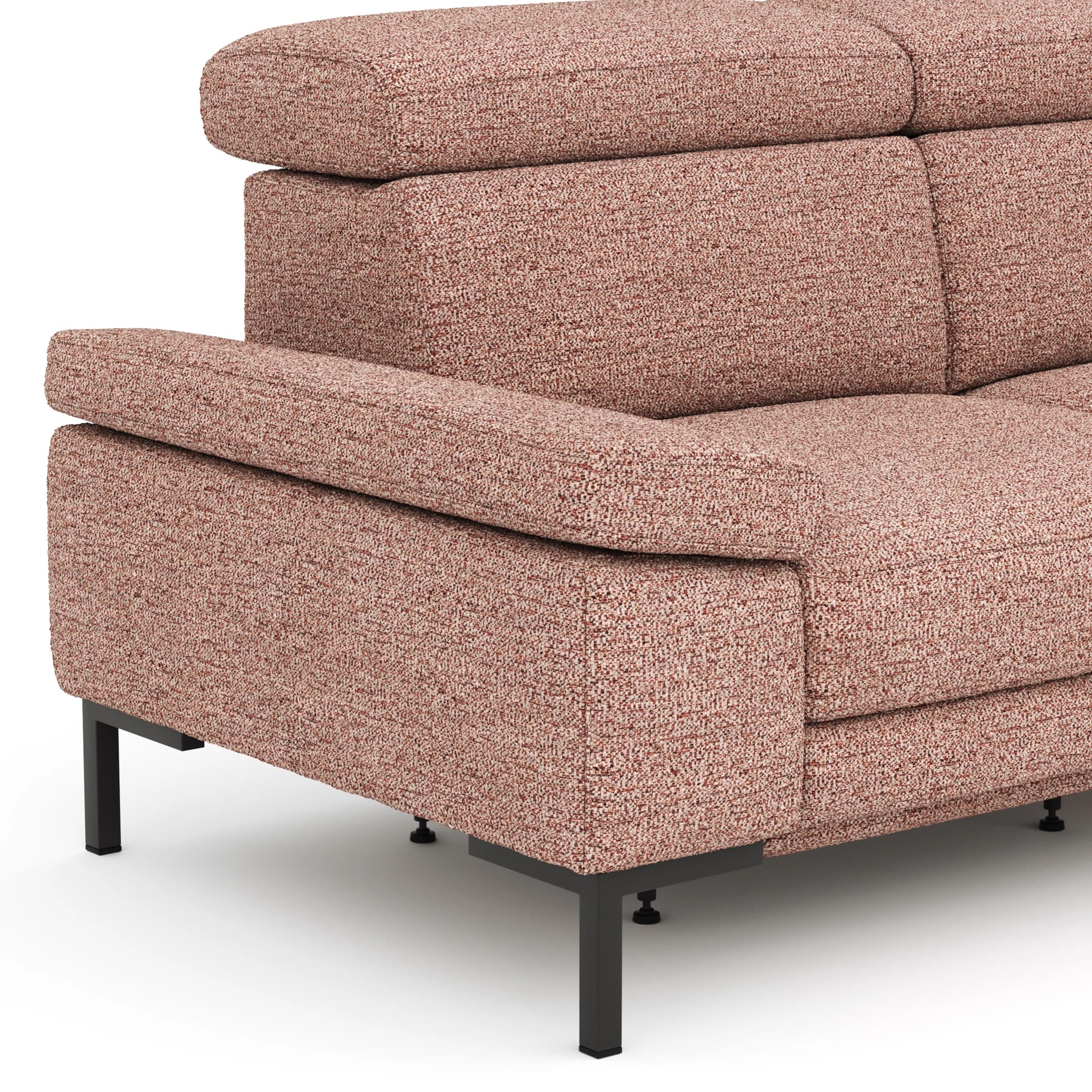 Ecksofa Hudson - 2,5-Sitzer mit Ecke rechts, inkl. Kopfteil verstellbar, Stoff, Kupfer