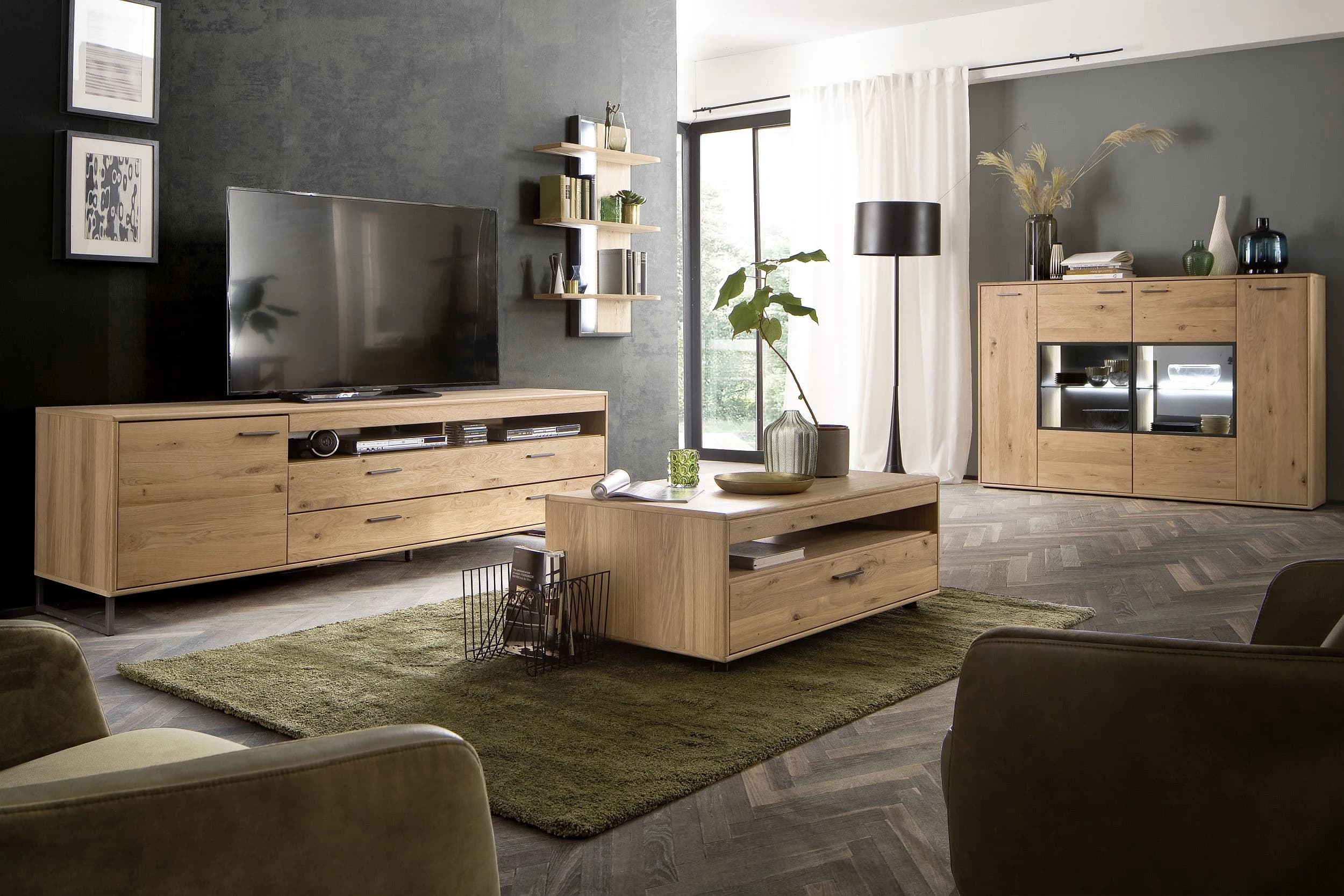 Couchtisch - Schubkasten, LBH 115x65x45 cm, Eiche teilmassiv