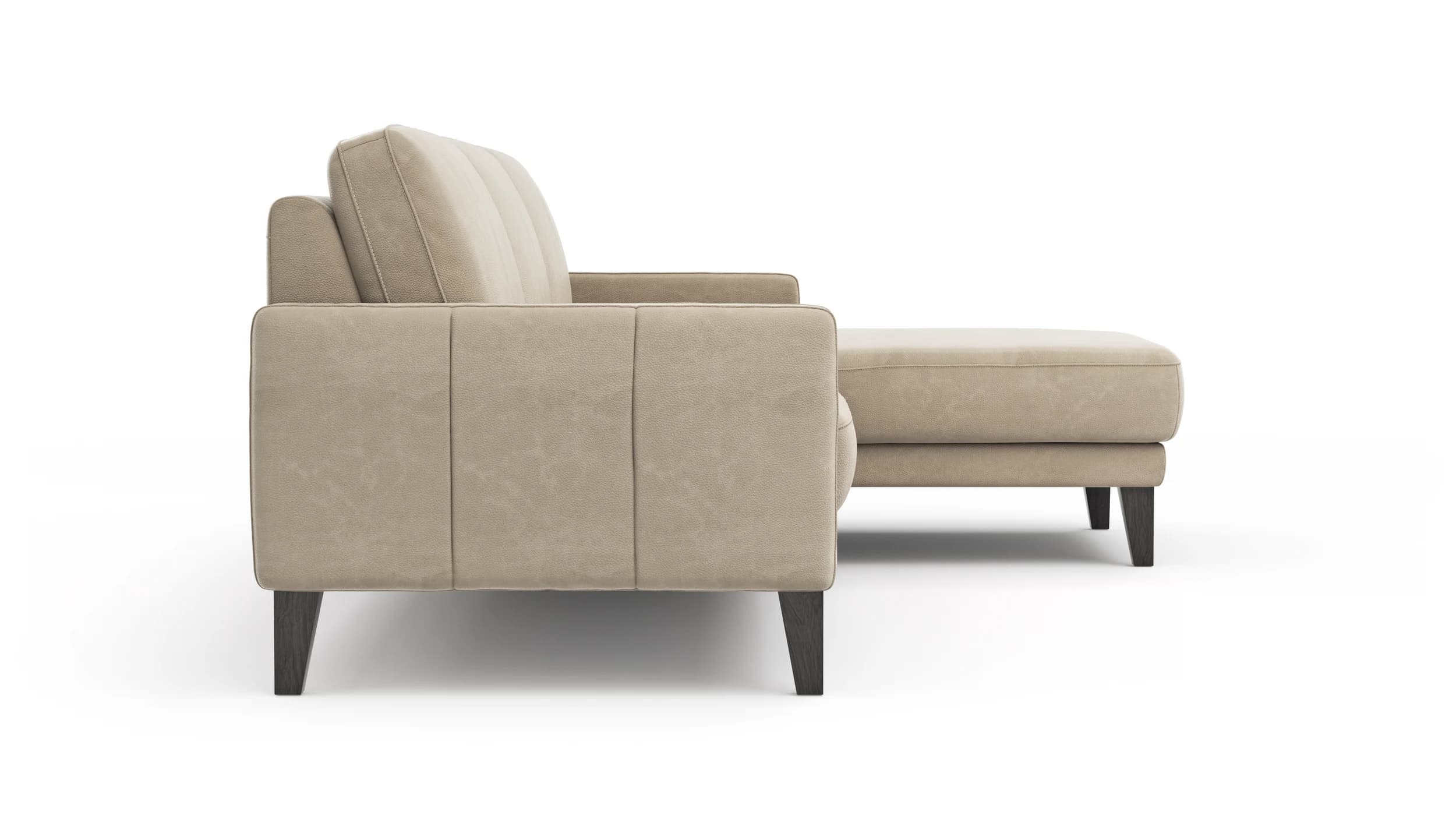 Ecksofa Matero - 2,5-Sitzer mit Longchair rechts, Leder, Taupe