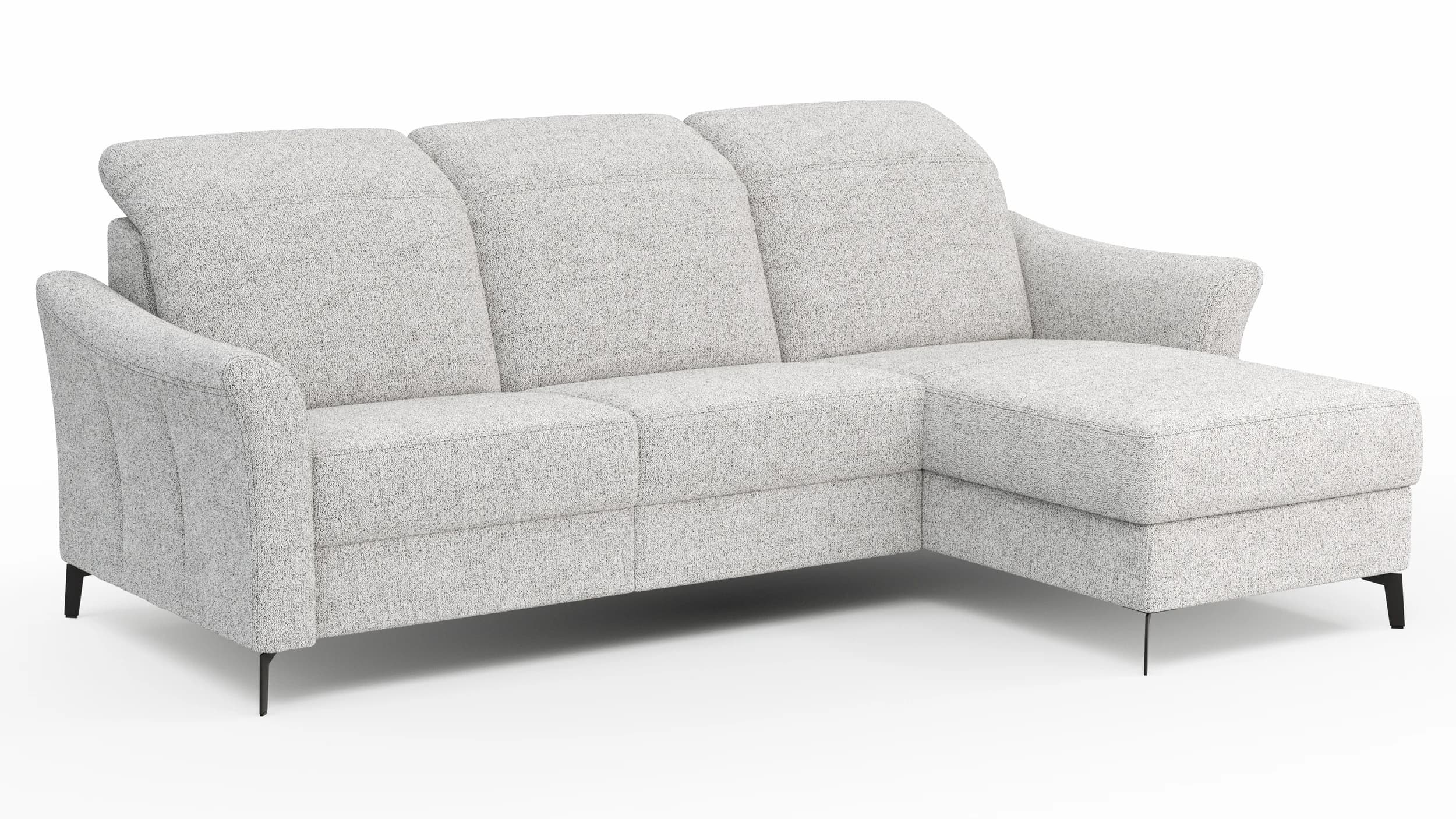 Ecksofa Canterbury - 2,5-Sitzer mit Longchair rechts, Stoff, Offwhite