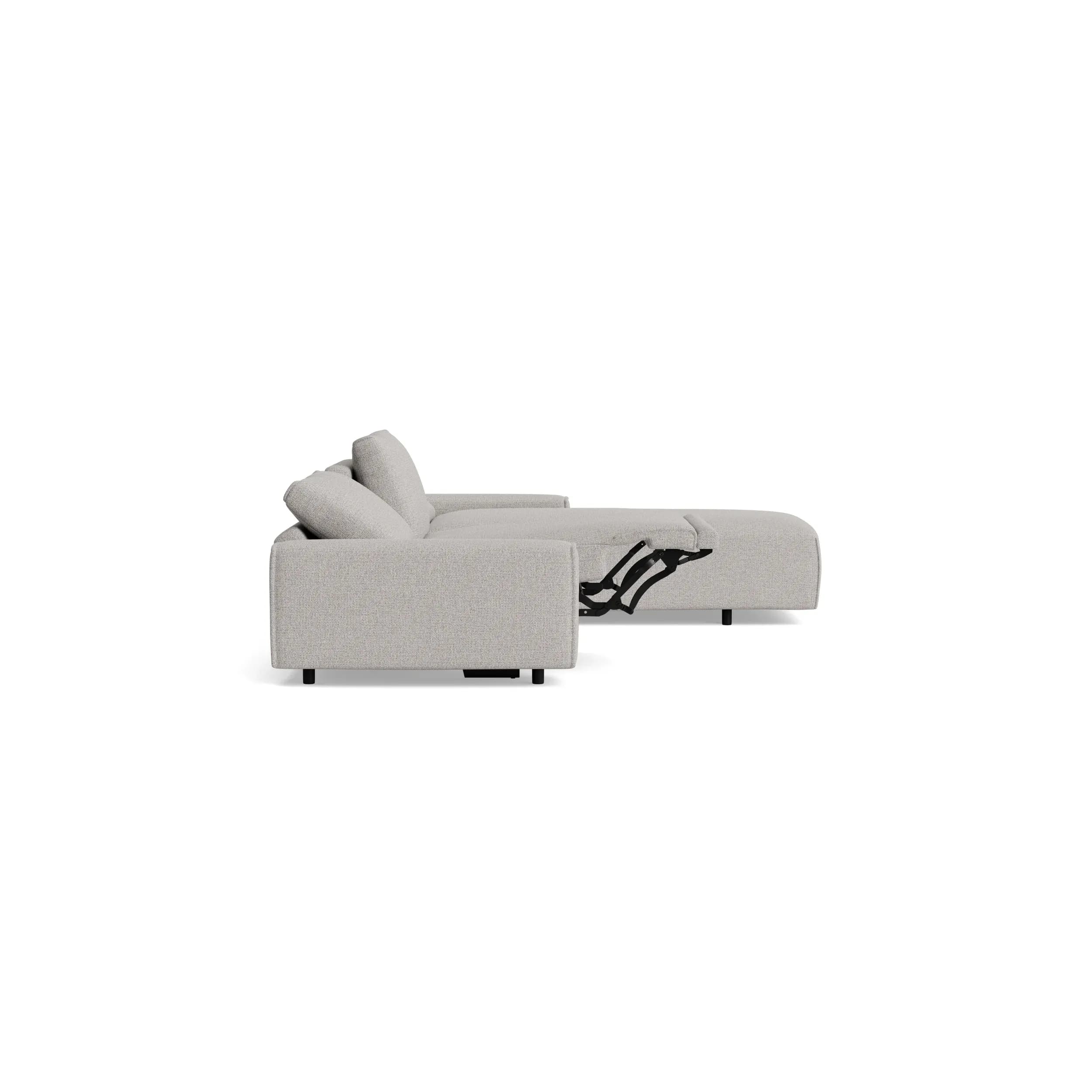 Ecksofa Serava - Longchair links mit 2,5-Sitzer, Stoff, Grau