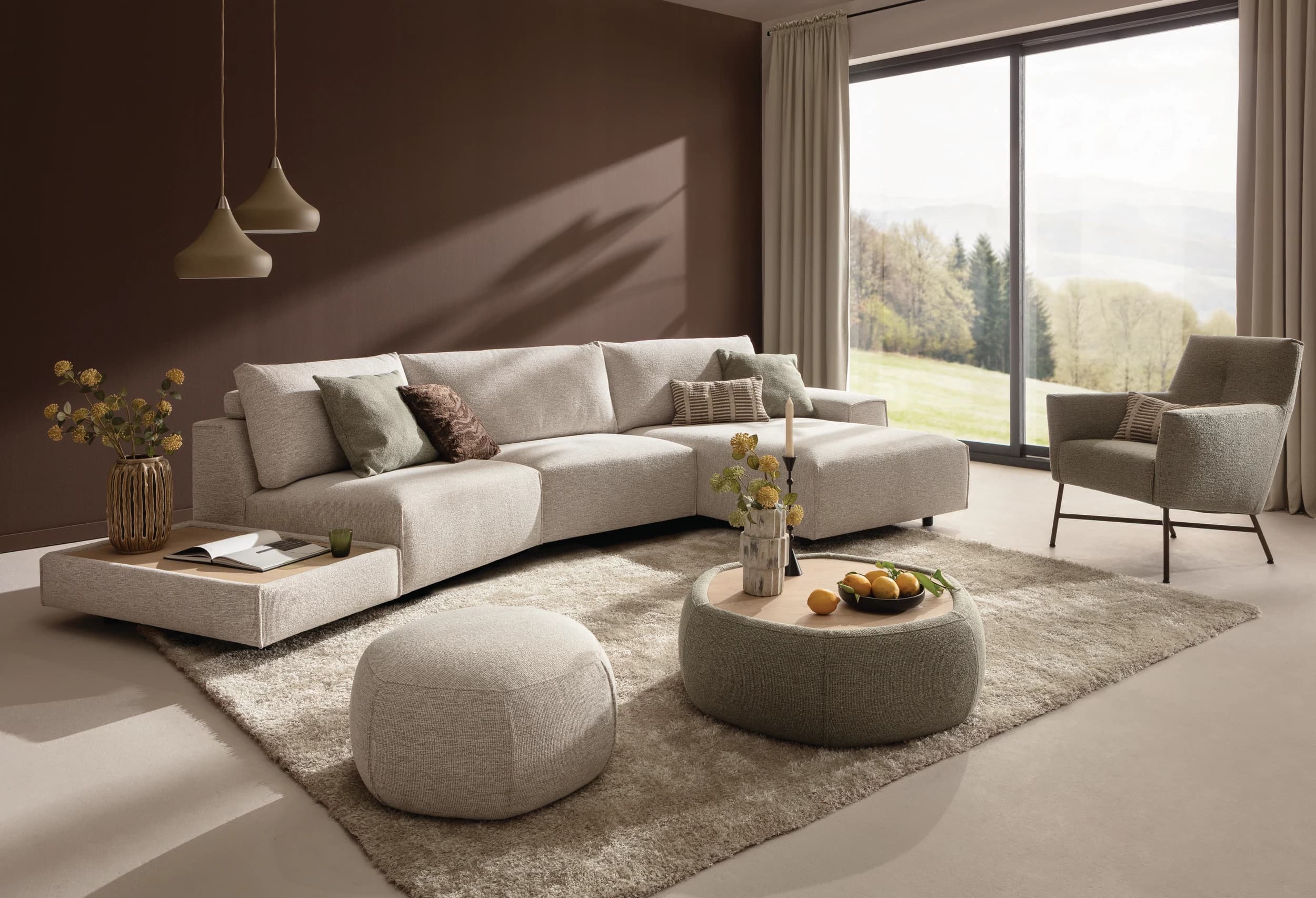 Hocker Serava/Honey - Medium, Stoff, Sand