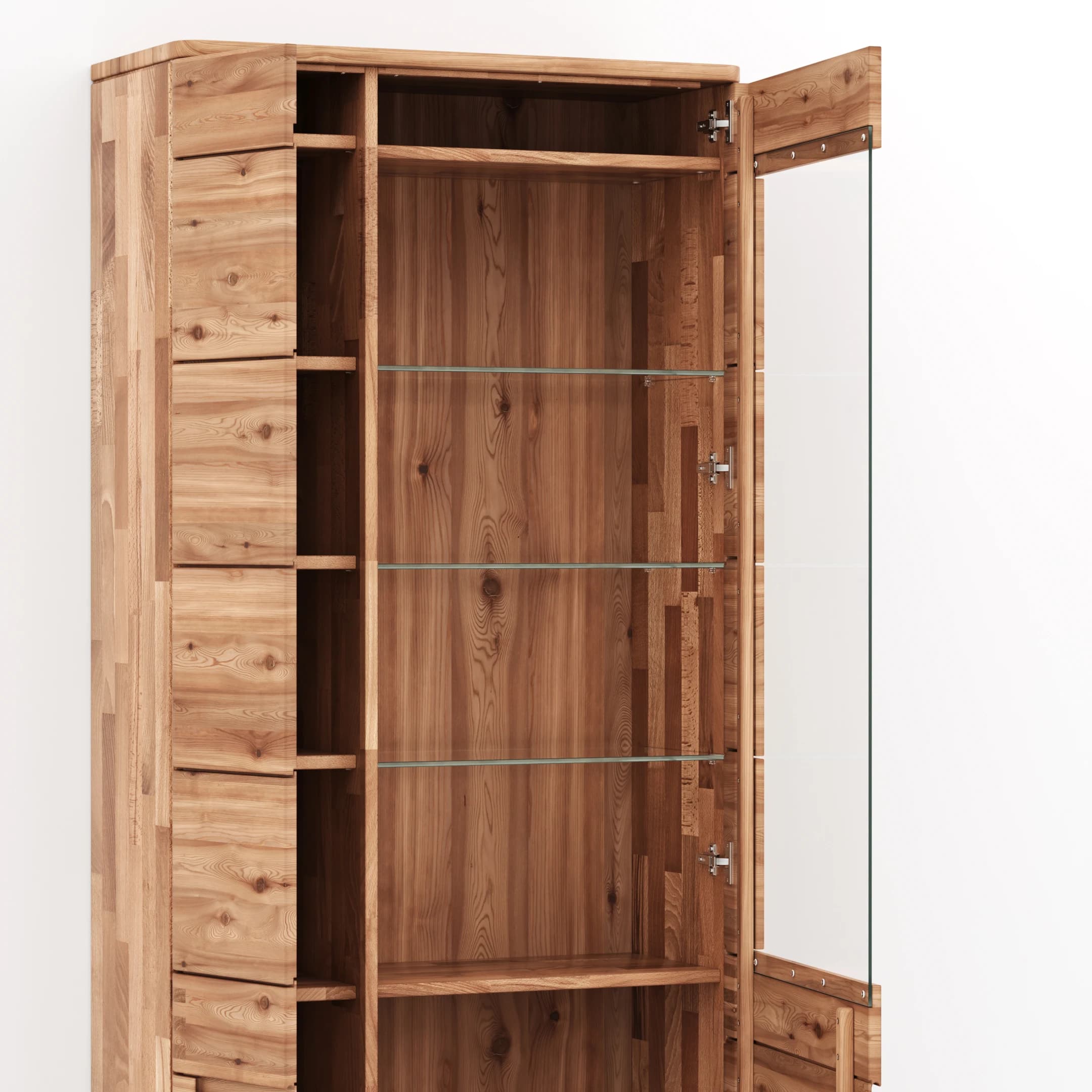 Vitrine Cartago Soft - Astbuche massiv, natur geölt
