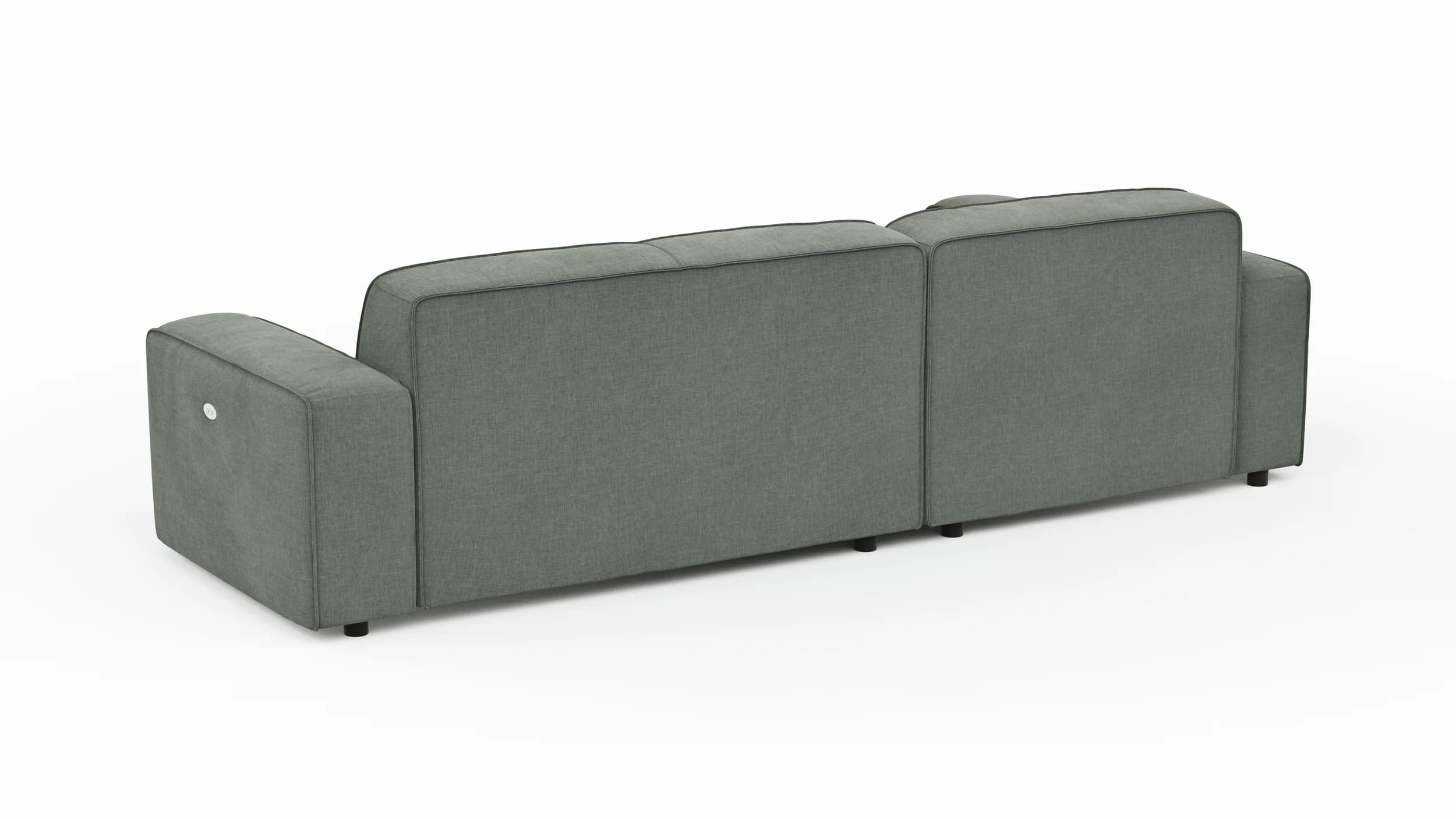 Ecksofa Denver -  Longchair links mit 2-Sitzer, inkl. Sitzvorzug (motorisch), Stoff, Grau