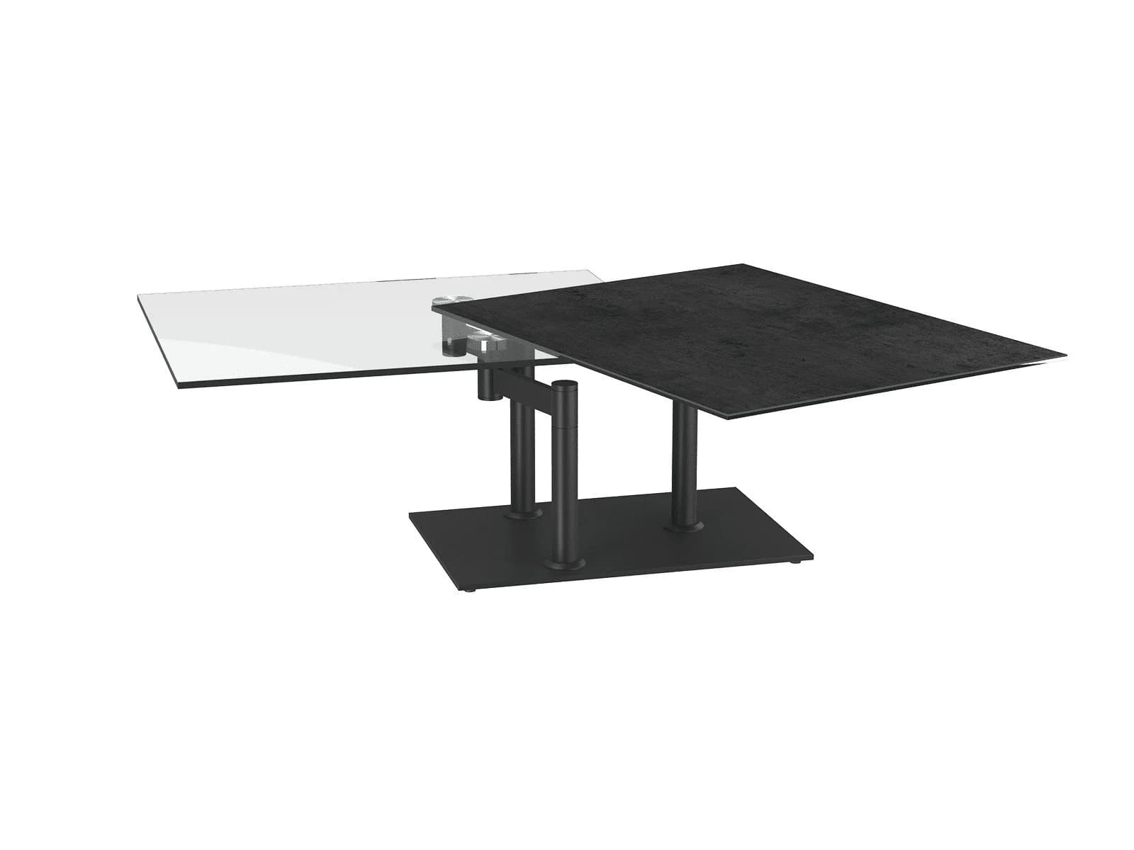 Couchtisch - Platten drehbar, LBH ca. 90/150 x60 cm, Keramik, Titan