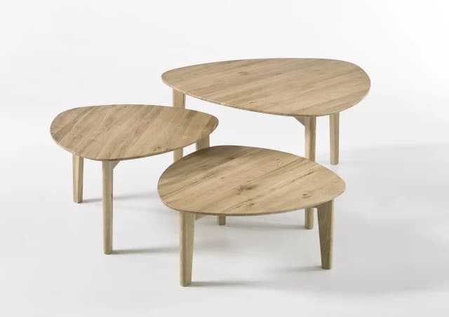 Couchtisch - 3-er Set, Asteiche massiv