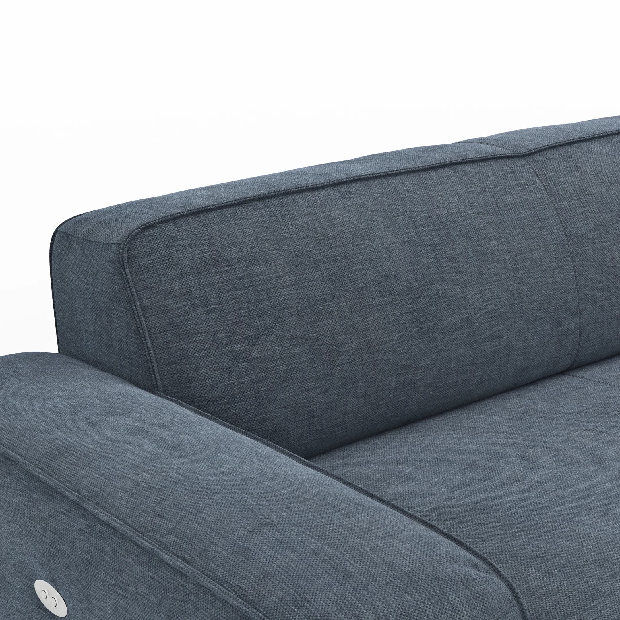 Ecksofa Denver - 2,5-Sitzer mit Longchair rechts, inkl. Sitzvorzug (motorisch), Stoff, Blau