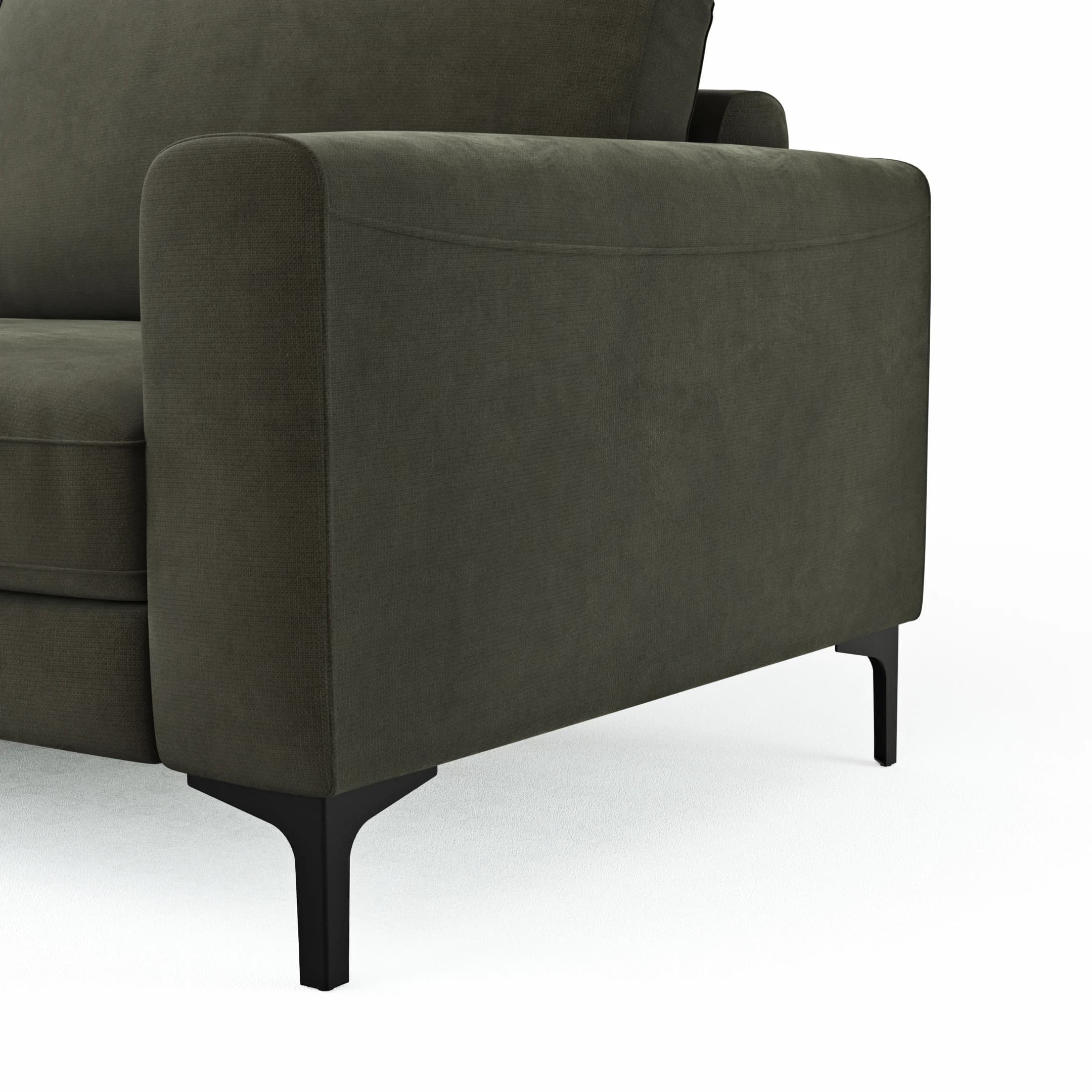 Ecksofa Oviedo - Longchair links mit 1,5-Sitzer inkl. Relaxfunktion (motorisch), Stoff, Braungrün