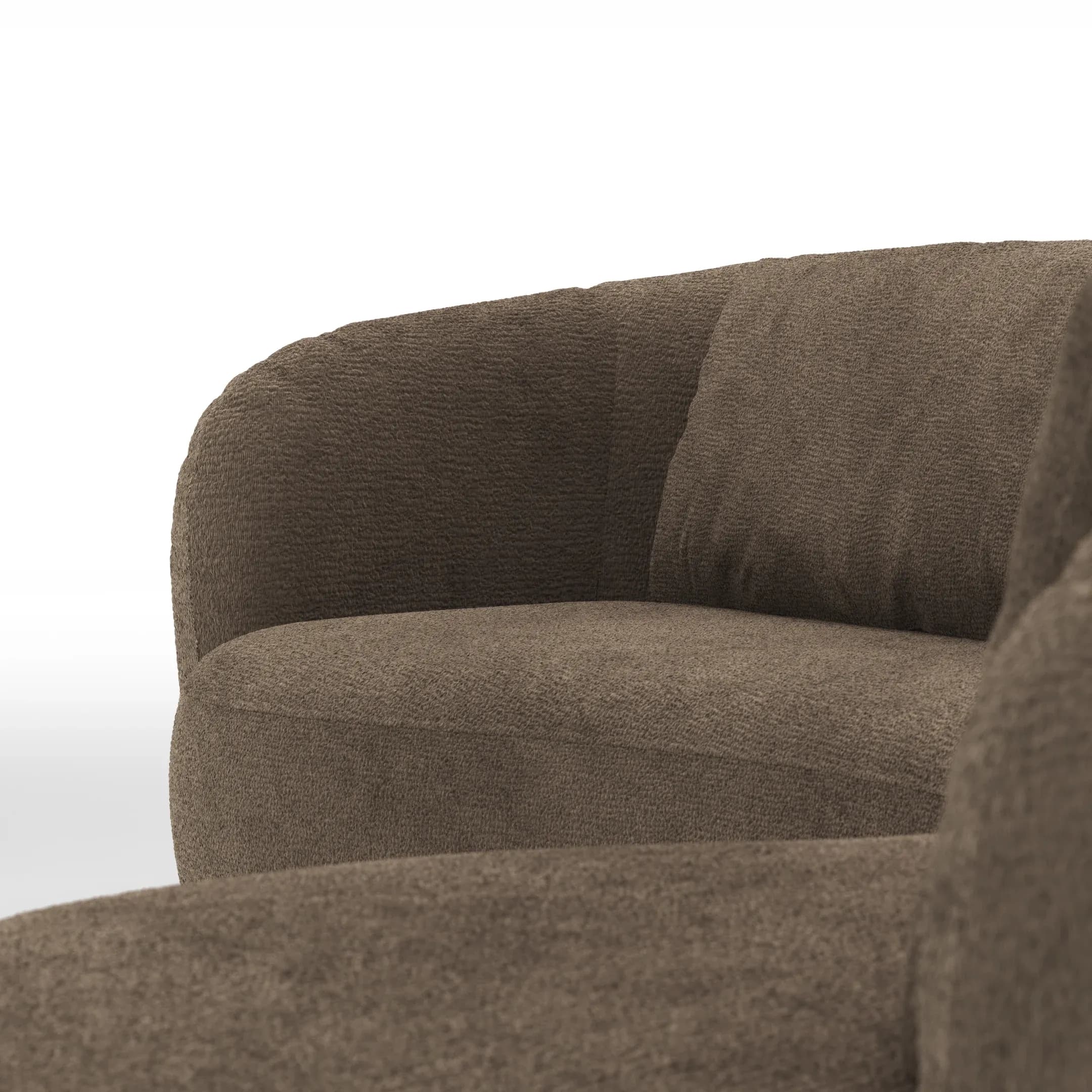 Ecksofa Karasu - 3-Sitzer mit Ottomane rechts, Stoff, Taupe