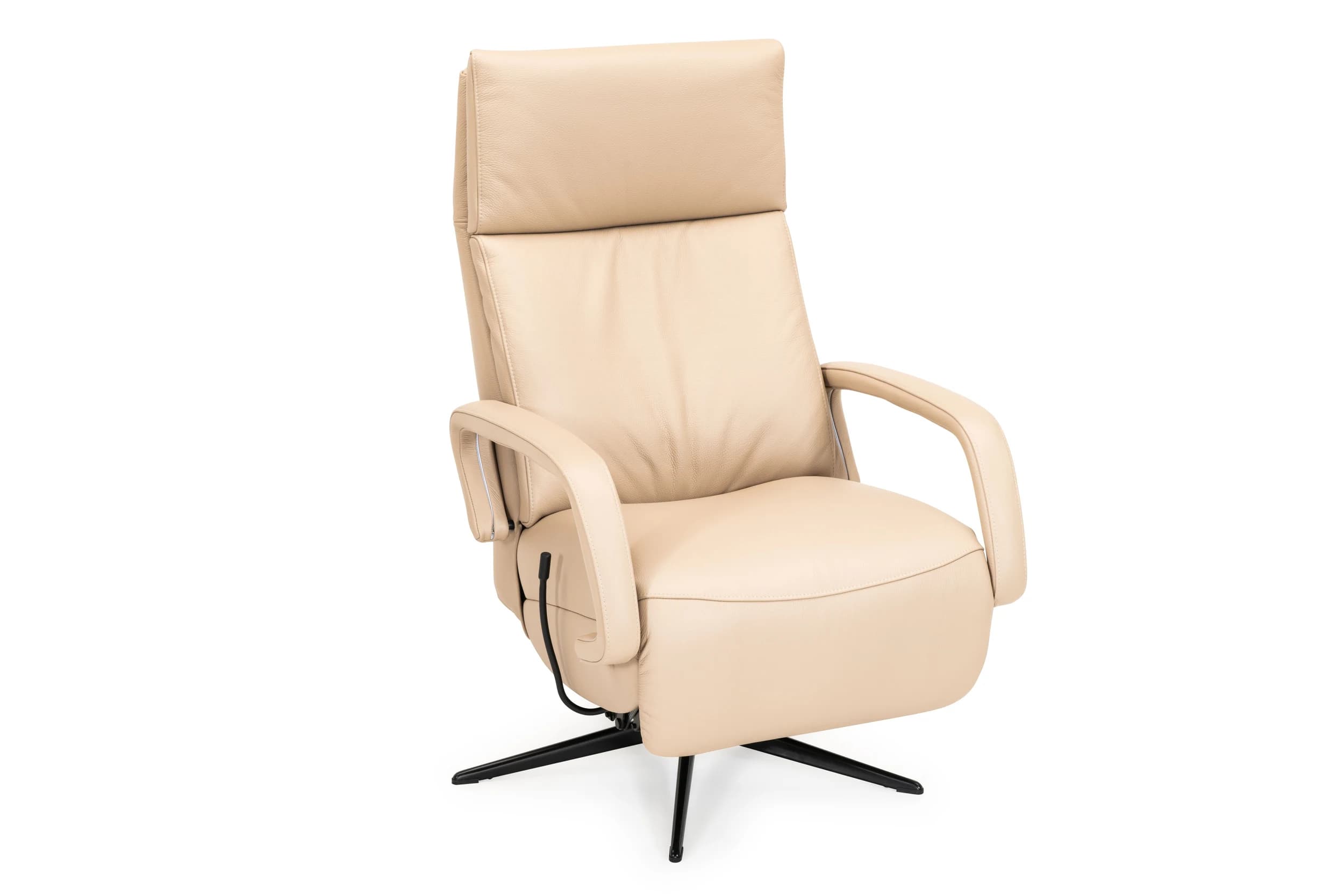 Sessel - Größe M, Relaxfunktion, Leder, Beige
