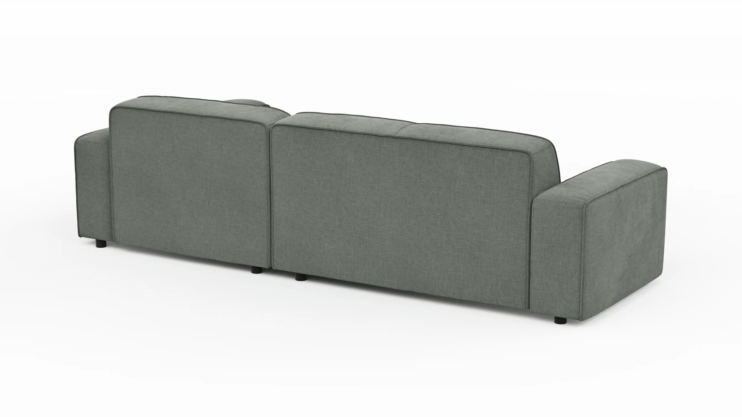 Ecksofa Denver - 2-Sitzer mit Longchair rechts, Stoff, Grau