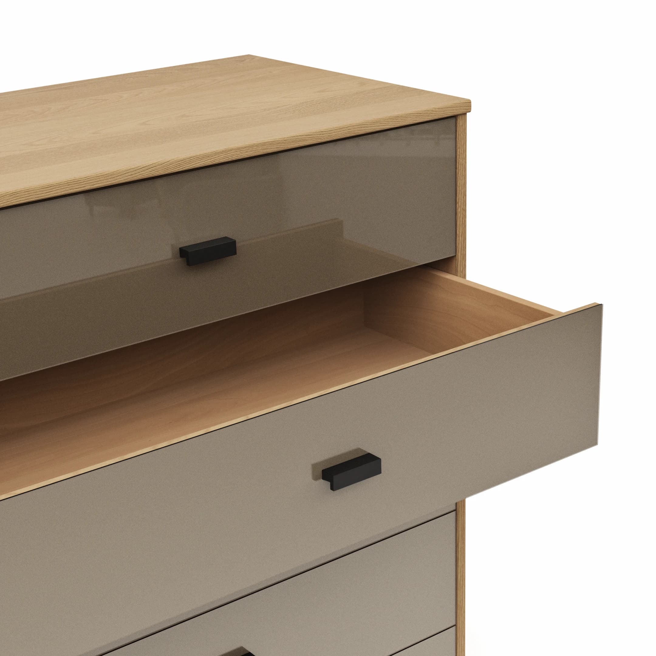 Kommode Lenoso - Eiche Nachbildung, Glas Graubraun