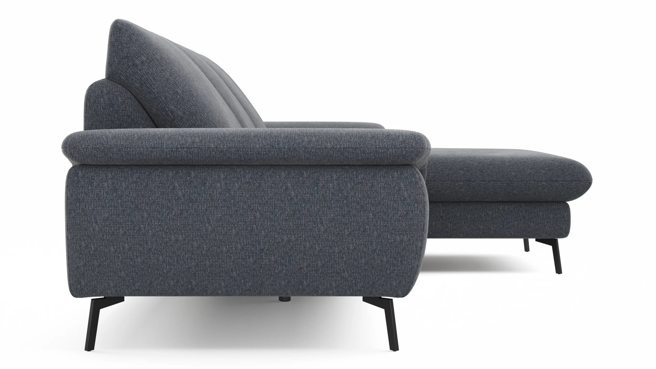 Ecksofa Gotera - 1,5-Sitzer med. + 1,5-Sitzer med. mit Longchair rechts inkl. Rückenlehne verstellbar, Stoff, Anthrazit