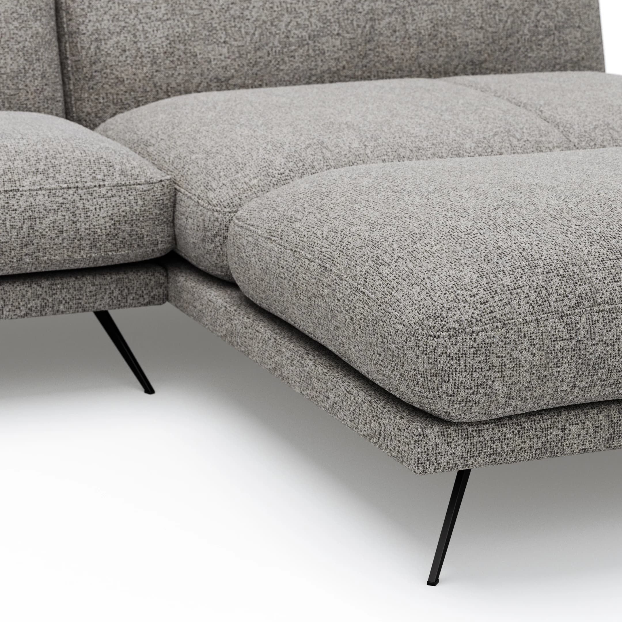 Ecksofa Valdemoro - 2,5-Sitzer mit Longchair rechts inkl. Rückenlehne verstellbar, Stoff, Grau