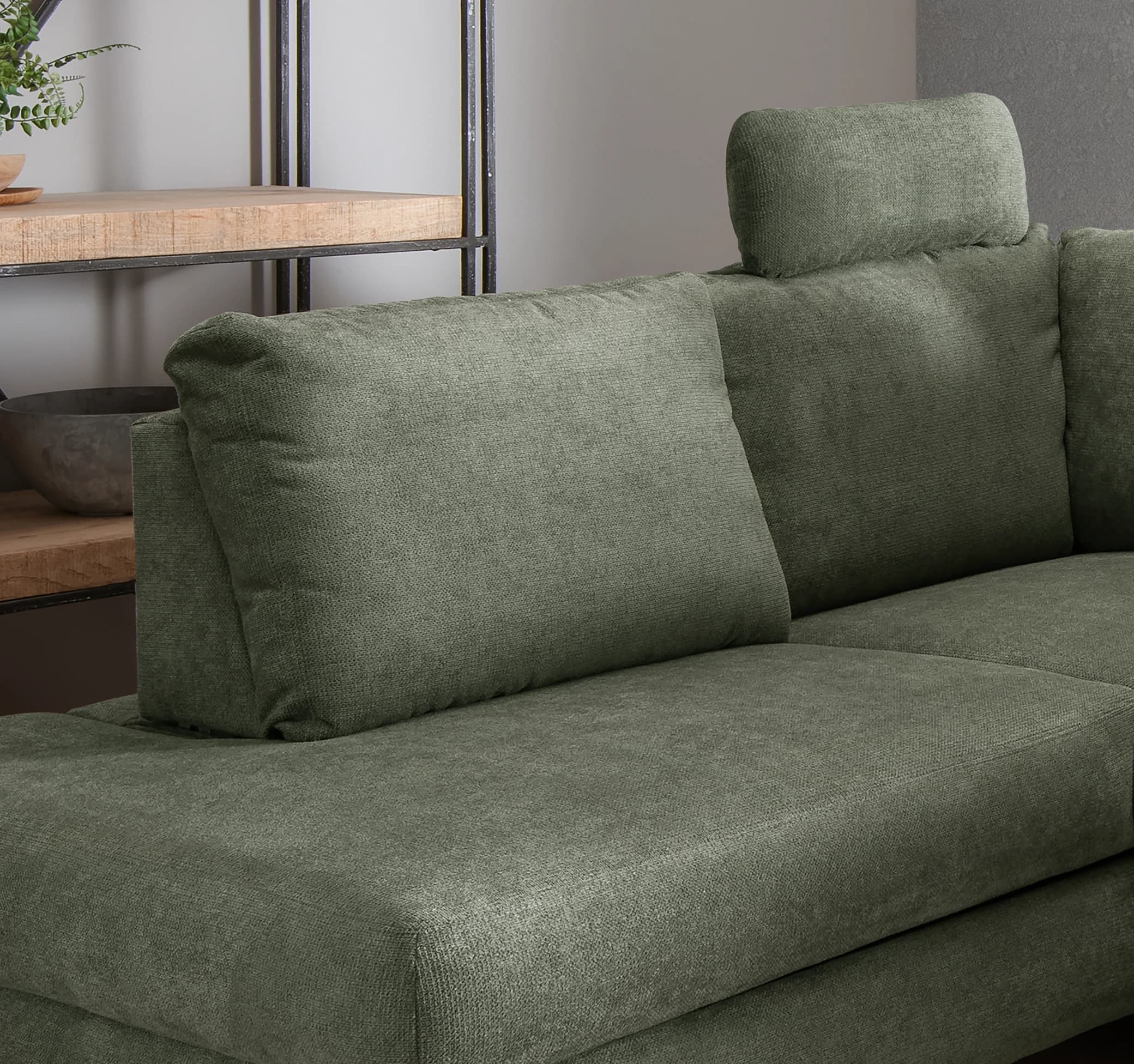 Ecksofa - Ecke links und 2-Sitzer, Stoff, Dunkelgrün