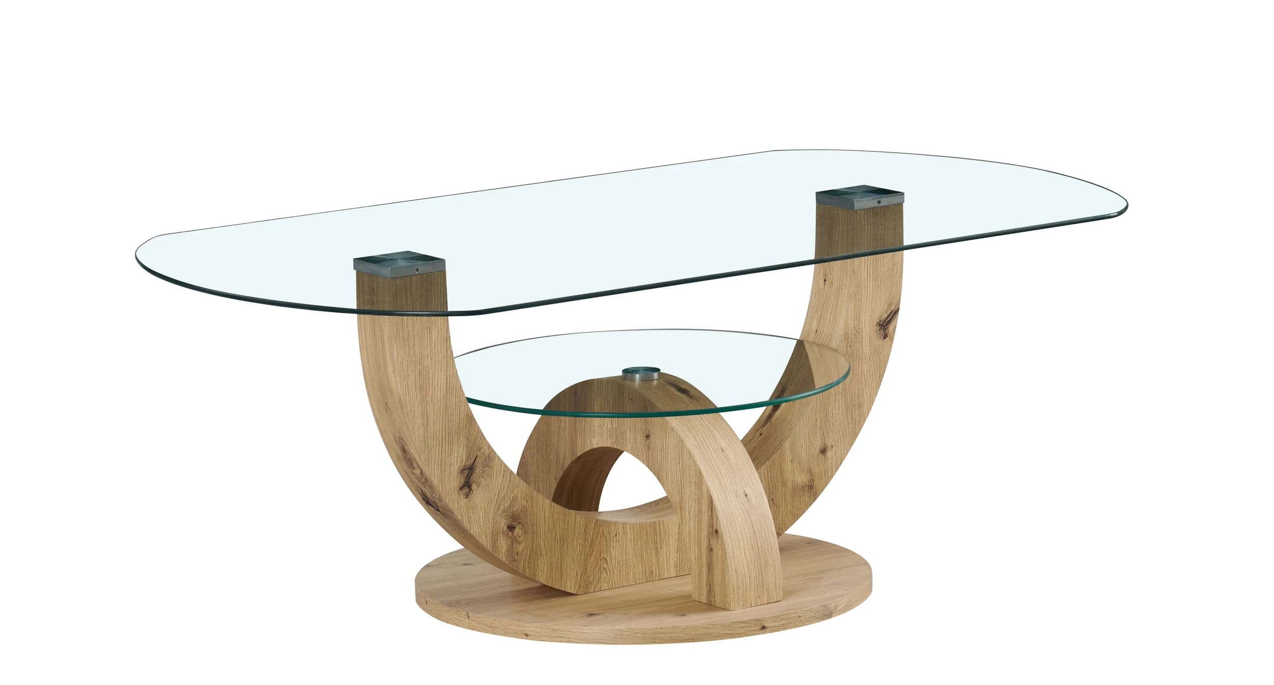 Couchtisch - LB ca. 110x60 cm, Glas, Artisan Eiche Nachbildung