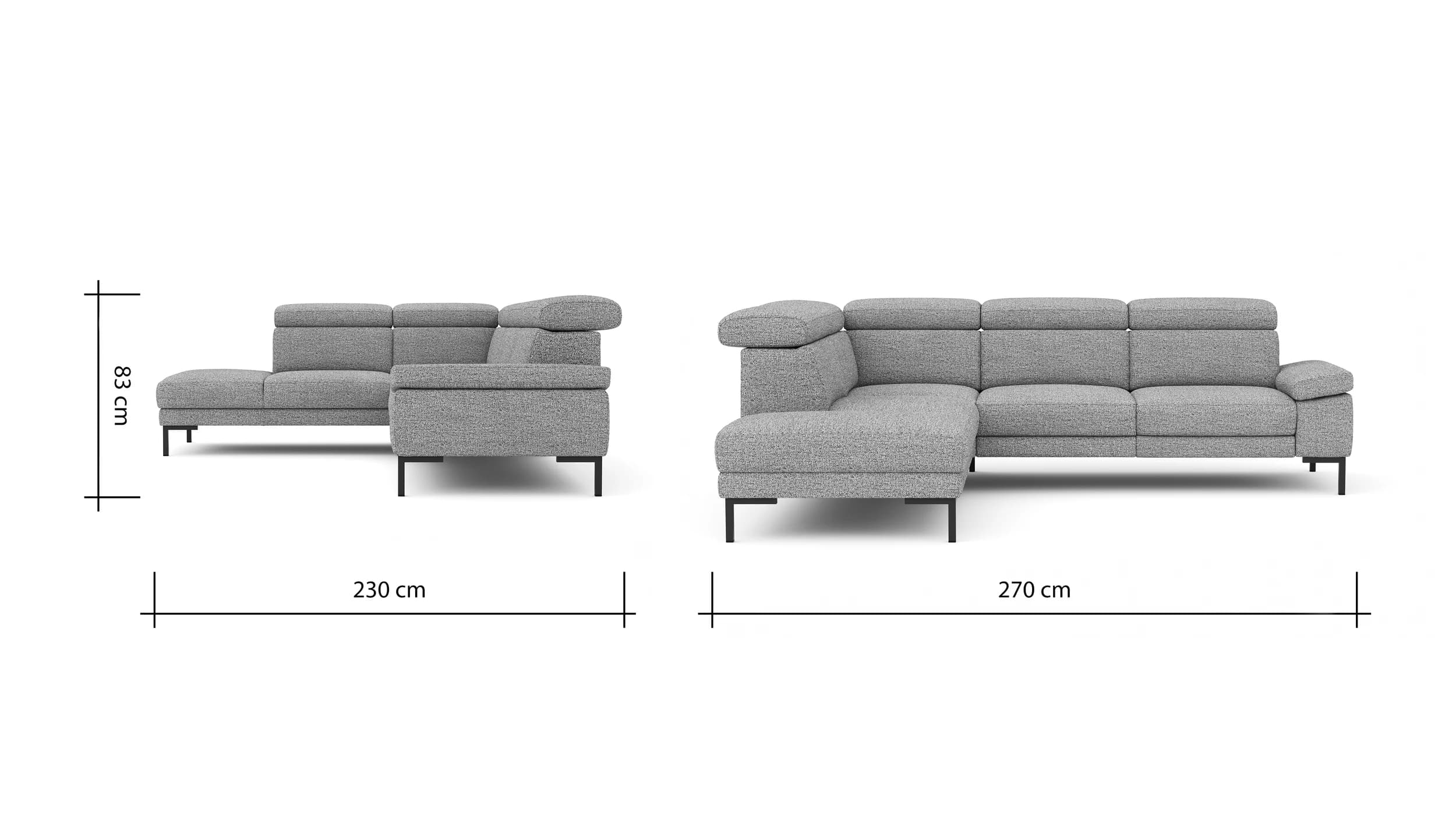 Ecksofa Hudson - Ecke links mit 2,5-Sitzer inkl. Kopfteil verstellbar, Stoff, Kupfer