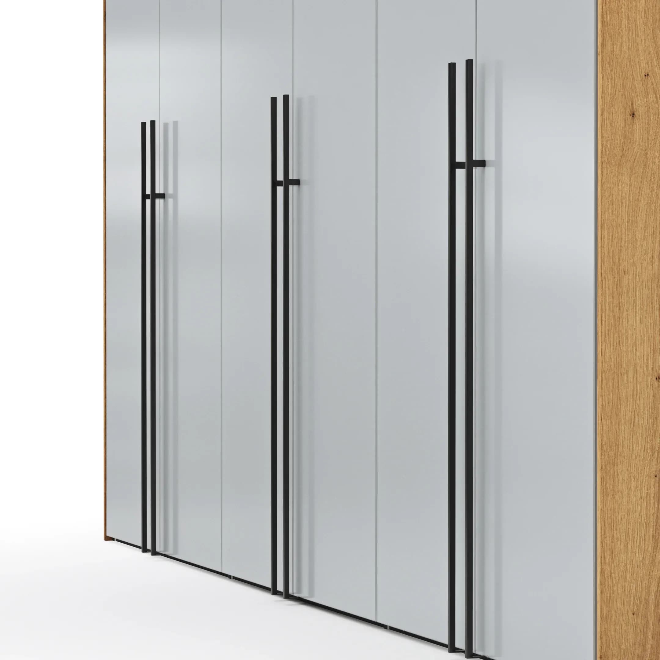 Drehtürenschrank Colorado - B ca. 307 cm, Glas, Hellgrau matt