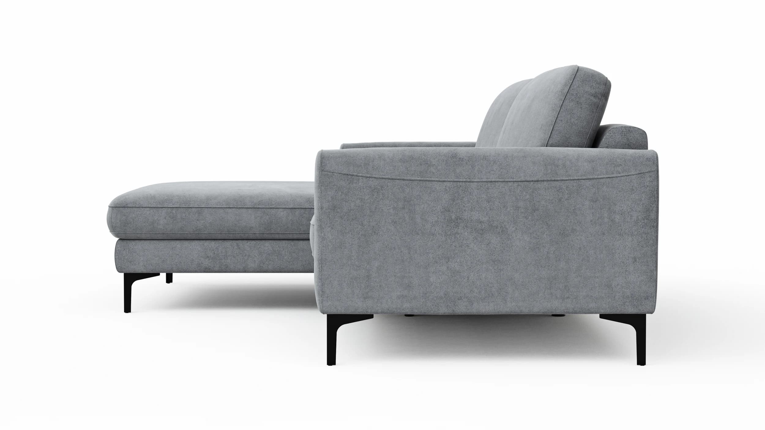 Ecksofa Oviedo - Longchair links mit 1,5-Sitzer, Stoff, Grau